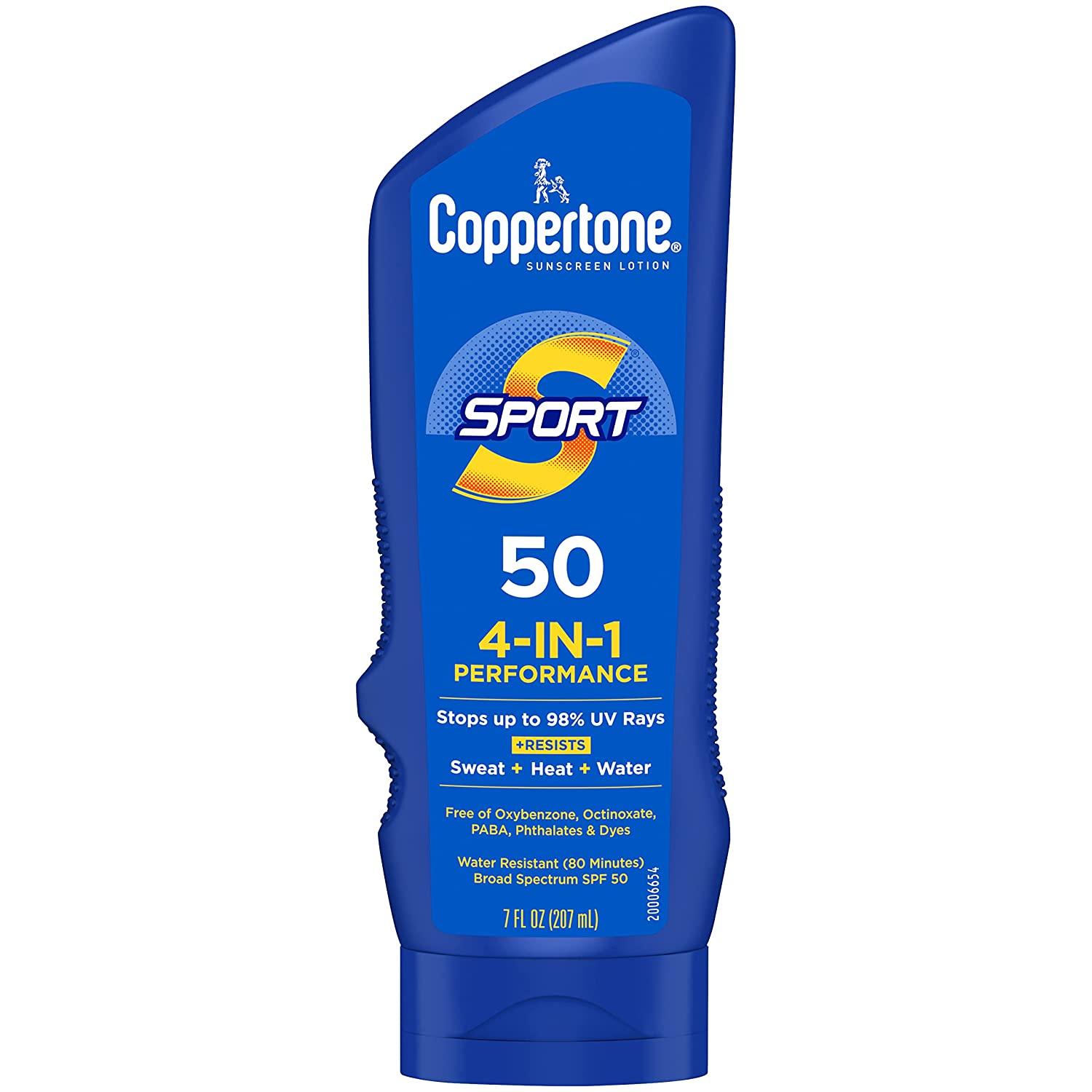 Coppertone SPORT Sunscreen Lotion SPF 50, Water Resistant Sunscreen