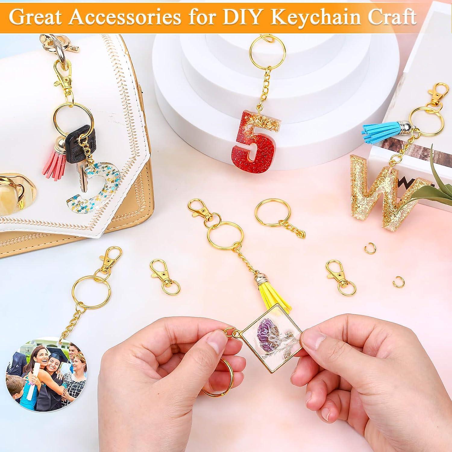Suuchh Gold Keychain Rings for Craft, Paxcoo 100pcs Keychain Hardware Kit Includes 50pcs Key Chain Hooks and 50pcs Key Rings, Bulk Keychain Making