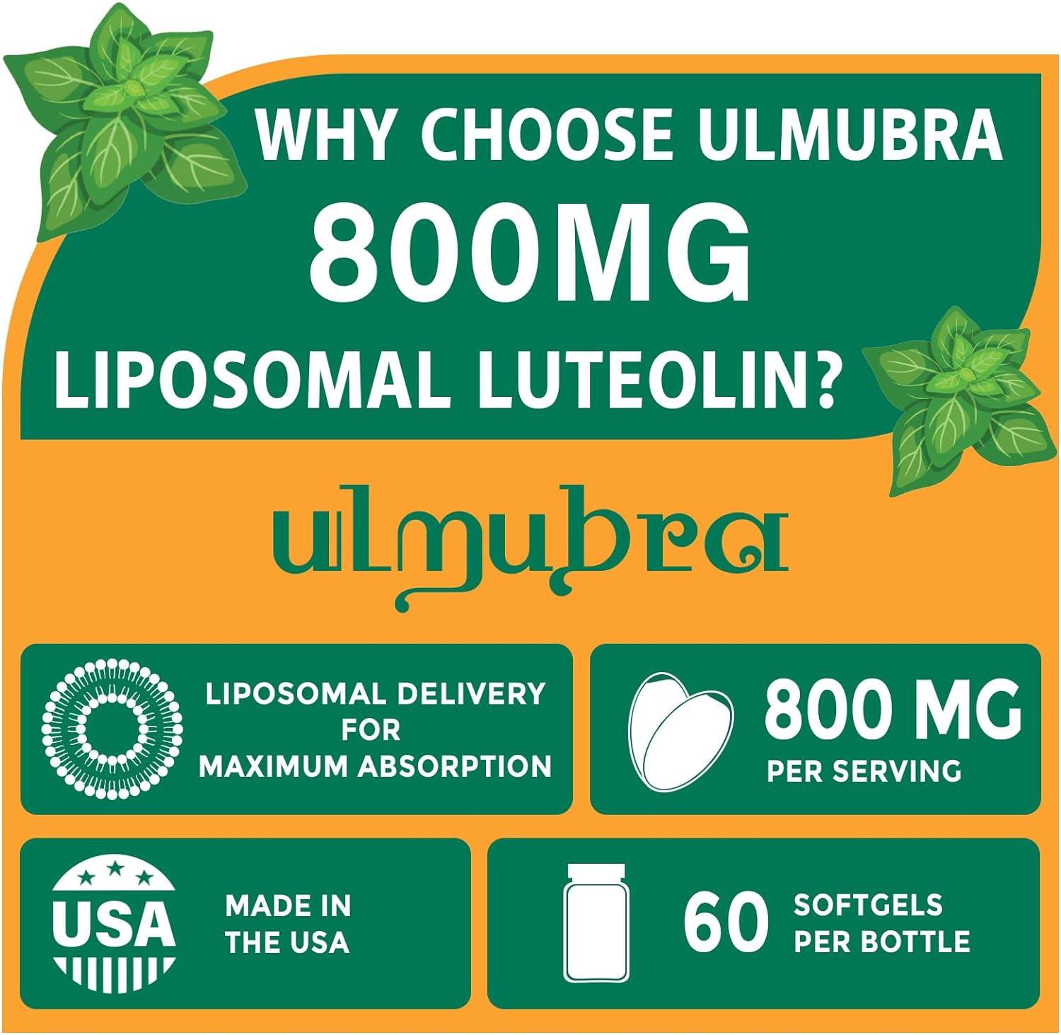 Ulmubra 800mg Liposomal Luteolin Supplement 60 Softgels Powerful