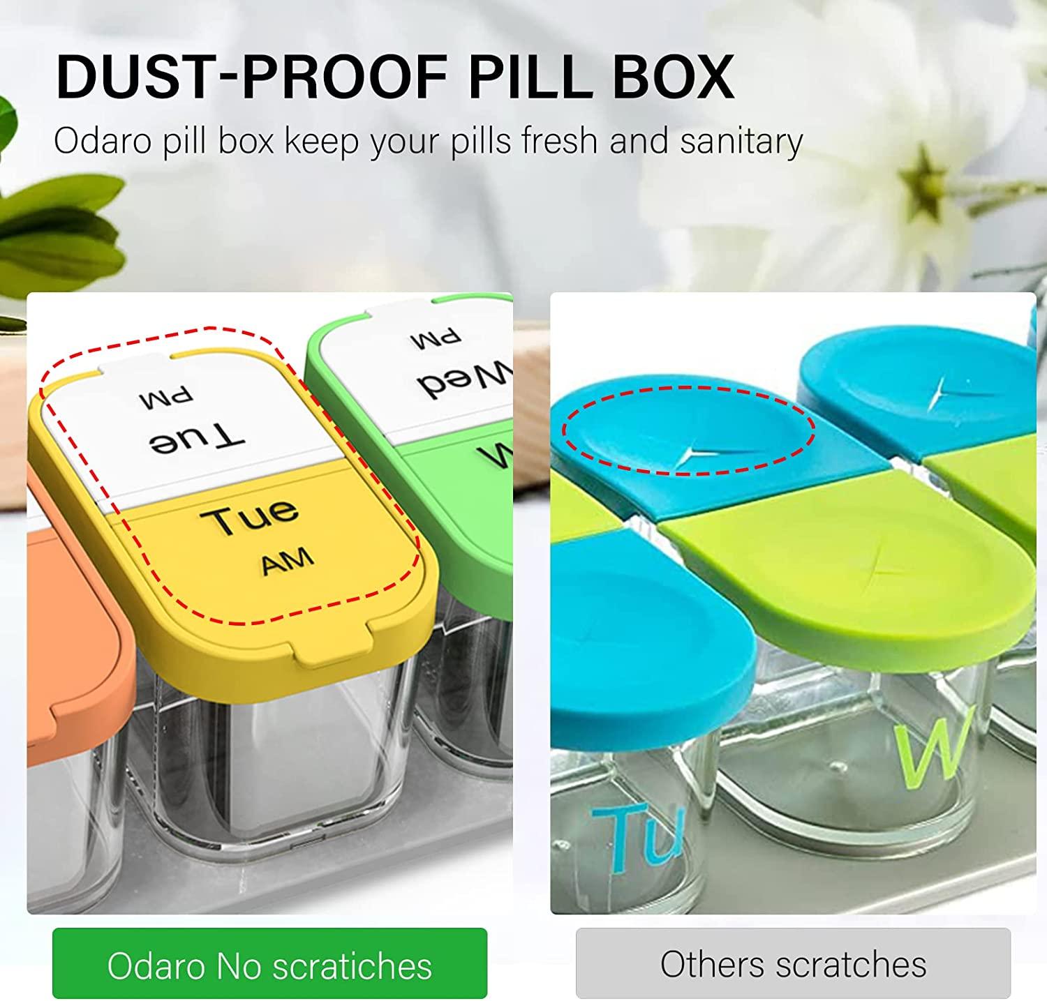 Odaro Extra Large Weekly Pill Organizer 2 Times a Day AM PM Pill Box