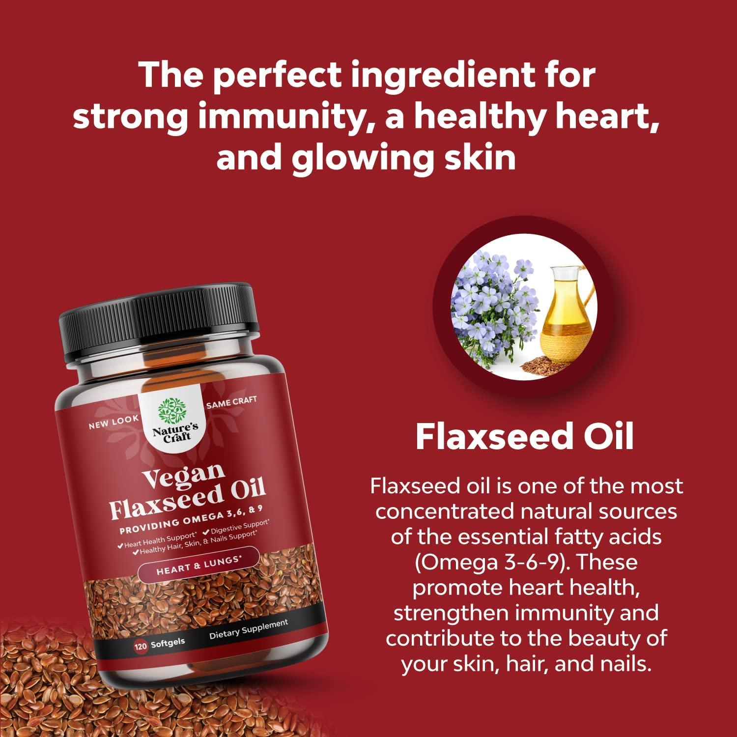 Vegan Flaxseed Oil 1000mg Softgels Cold Pressed Vegan Omega 3