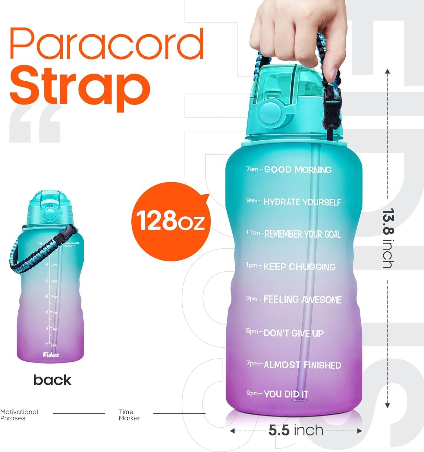 Fidus 1 Gallon Motivational Water Bottle - BPA Free, Leakproof with Time  Marker & Straw - Green/Purple Gradient | Buy Now with Express International  Delivery | GoSupps.com