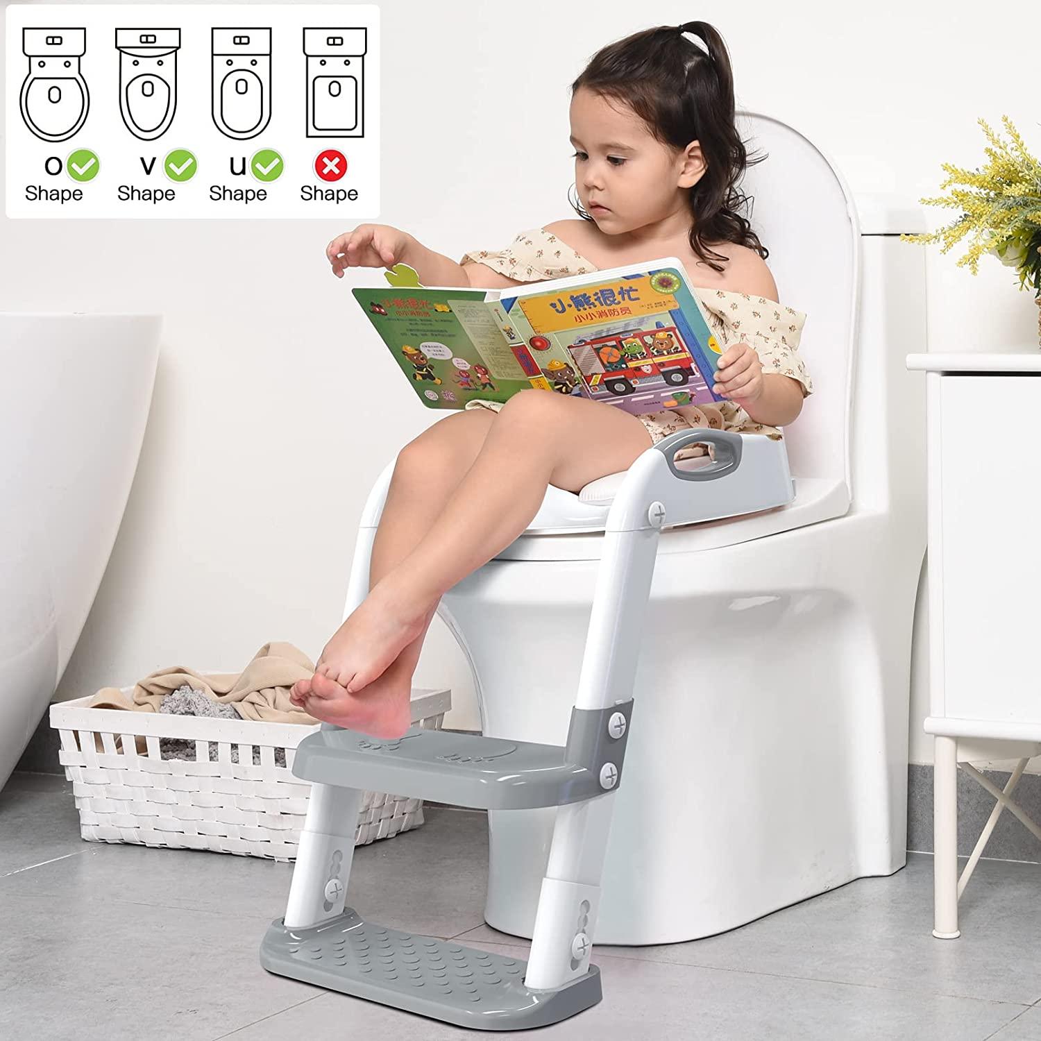 SKYROKU Potty Training Seat with Step Stool Ladder, Toddler Potty Seat