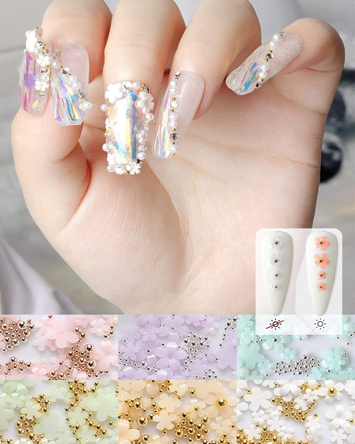 Acrylic Nails with 3D Pearl Magic