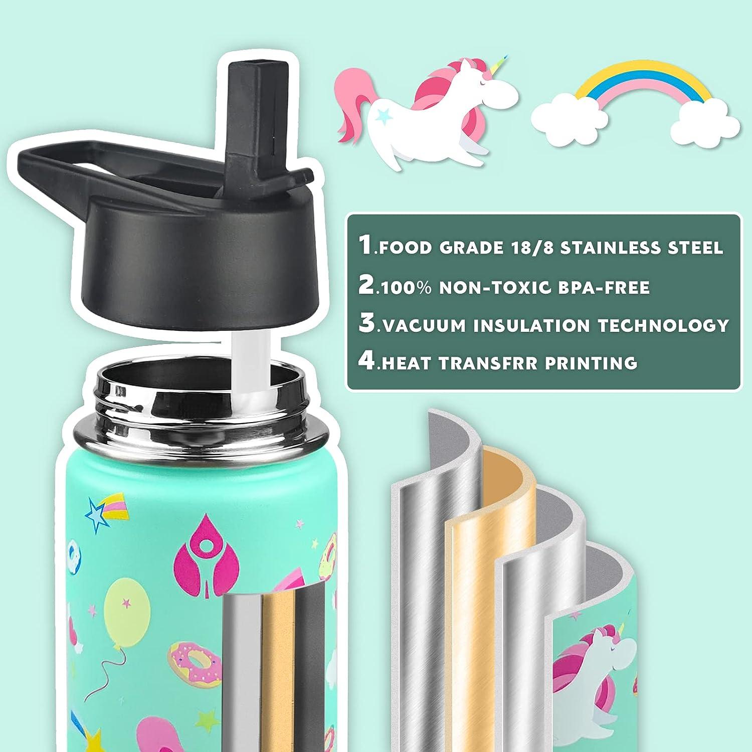 KINIA 12 Oz Unicorn Stainless Steel Vacuum Insulated Kids Water Bottle