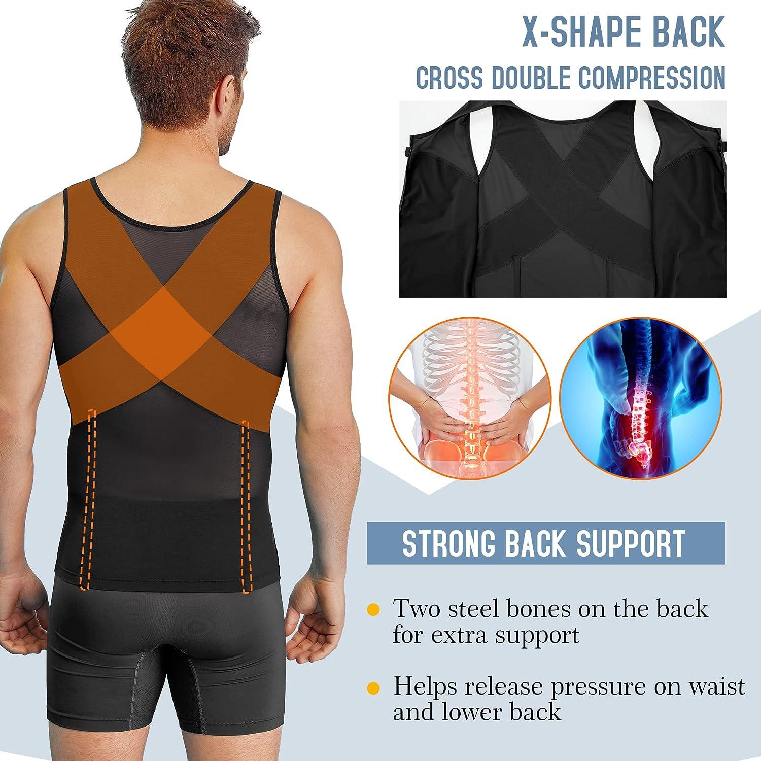 Compression Vest Tummy Control Shapewear For Men - Back Support Posture  Corrector Mens Body Shaper