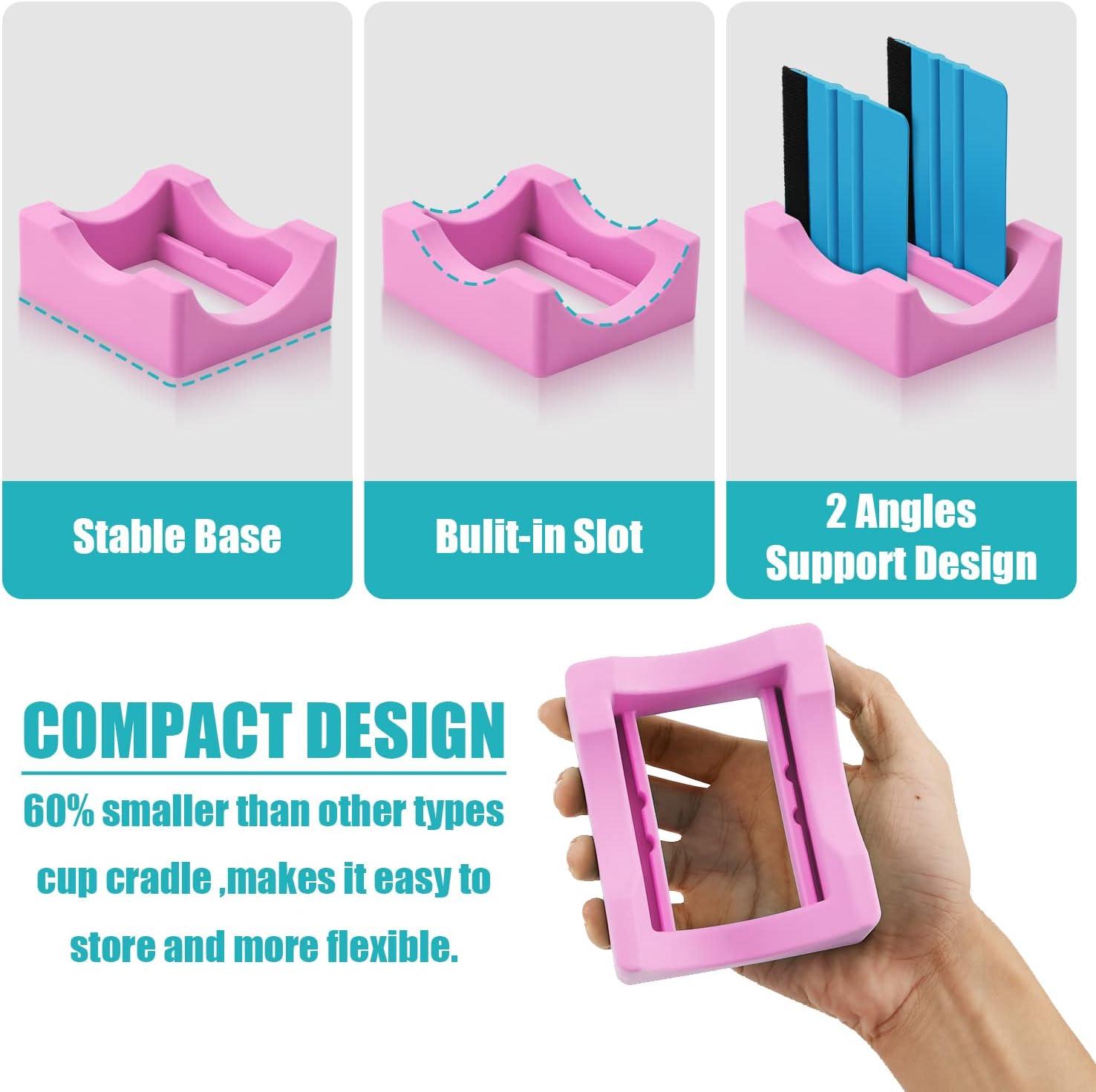 Silicone Cup Cradle For Crafting, Tumbler Holder For Crafts With Built-in  Slot And Felt Edge Squeeg
