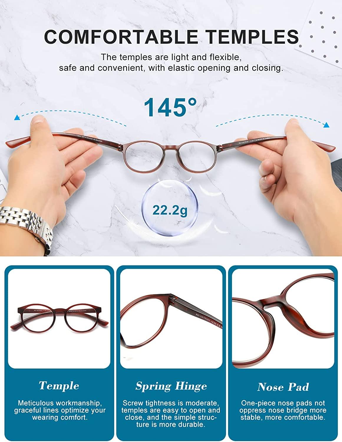 OKH Reading Glasses with Light, Anti Blue Light Lens, Rechargeable Bright  LED Readers for Men Women