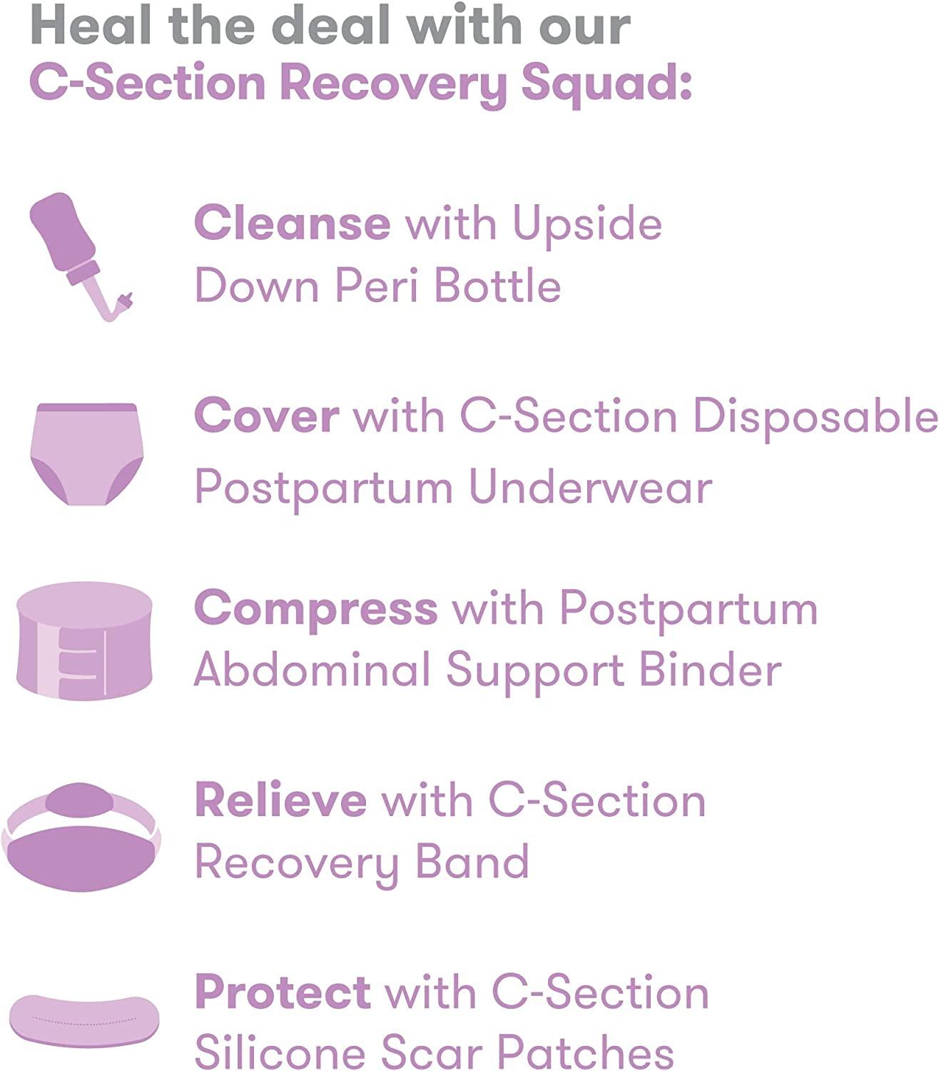 Frida Mom C-Section Recovery Kit for Labor, Delivery, & Postpartum| Socks,  Peri Bottle, Disposable Underwear, Abdominal Support Binder, Shower Wipes