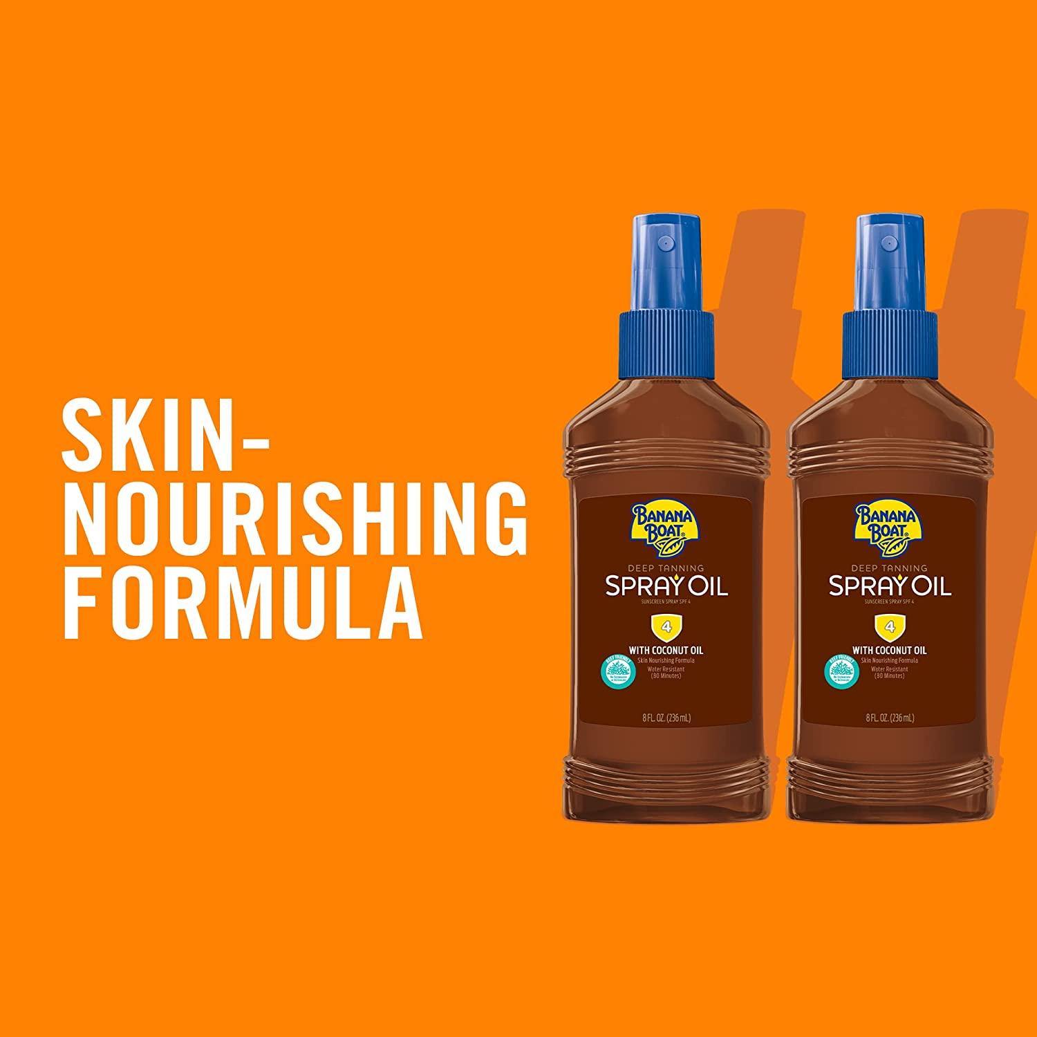 Banana Boat Deep Tanning Spray Oil Sunscreen with Coconut Oil, SPF 4