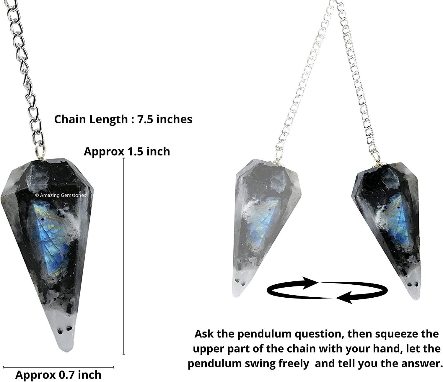 Crystal Pendulum for Divination Dowsing Pendulum with Chakra Chain