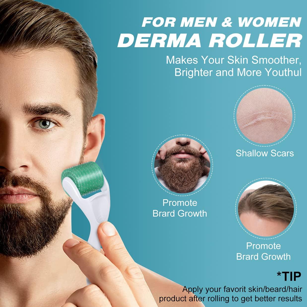 9Oine Derma Roller for Face Body Beard Hair Growth - 192 Titanium  Microneedling Roller, Skin Care Face Roller - Facial Roller for Women,  Beard Growth Roller Gift for Men #0.5