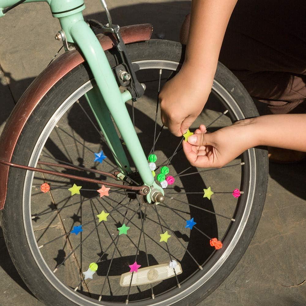 YuCool Bike Wheel spokes-180Pcs Colorful Bicycle Spokes Decorations Wheel  Spokes Bead Plastic Clip Spoke Bead Derections and Star Wheel Spokes  Accessories