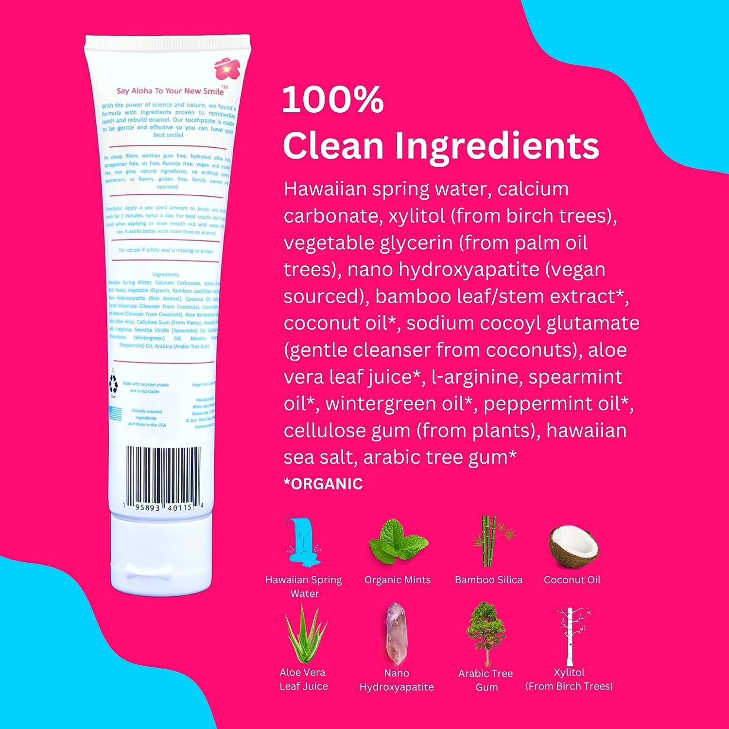 Aloha Remineralizing Nano Hydroxyapatite Toothpaste Sensitive & Teeth Whitening up to 8 Shades