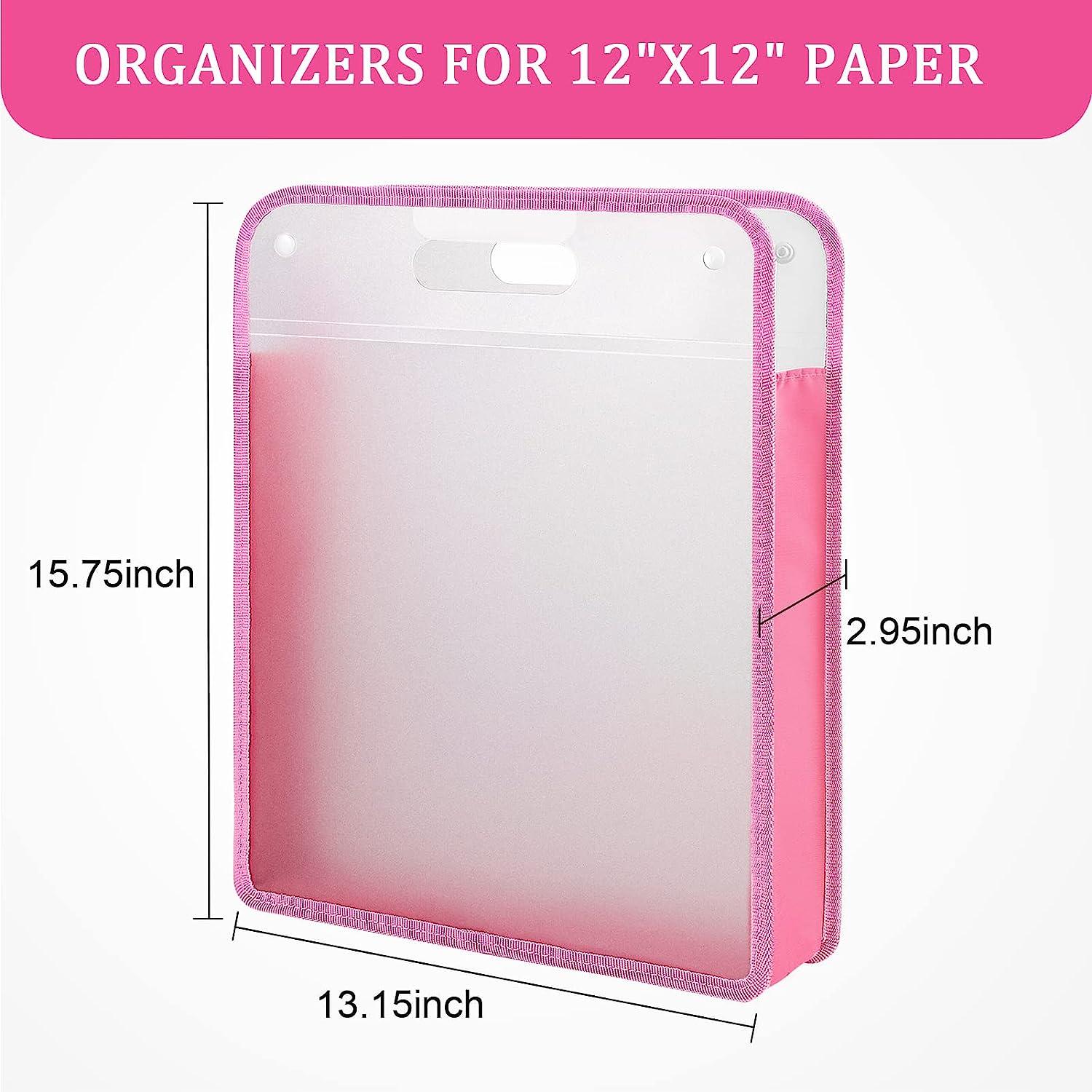 Caydo Scrapbook Paper Storage Organizer Pink Expanding Paper Folio for 12 x  12 Sheets Scrapbook Paper Storage with Transparent Portable Handle for  Holding Scrapbook Vinyl Paper Cardstock