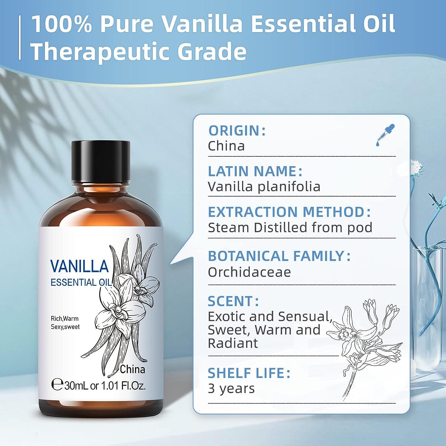 Vanilla Essential Oil - 100% Pure Therapeutic Grade for Aromatherapy, Skin Care, Hair, and Diffuser - 30ml