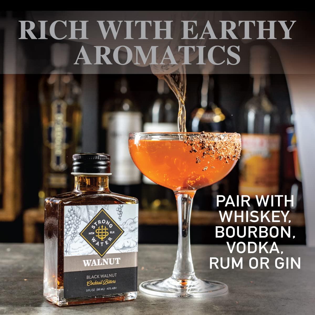 Strongwater Black Walnut Bitters (40 Servings) Rich and Nutty Walnut