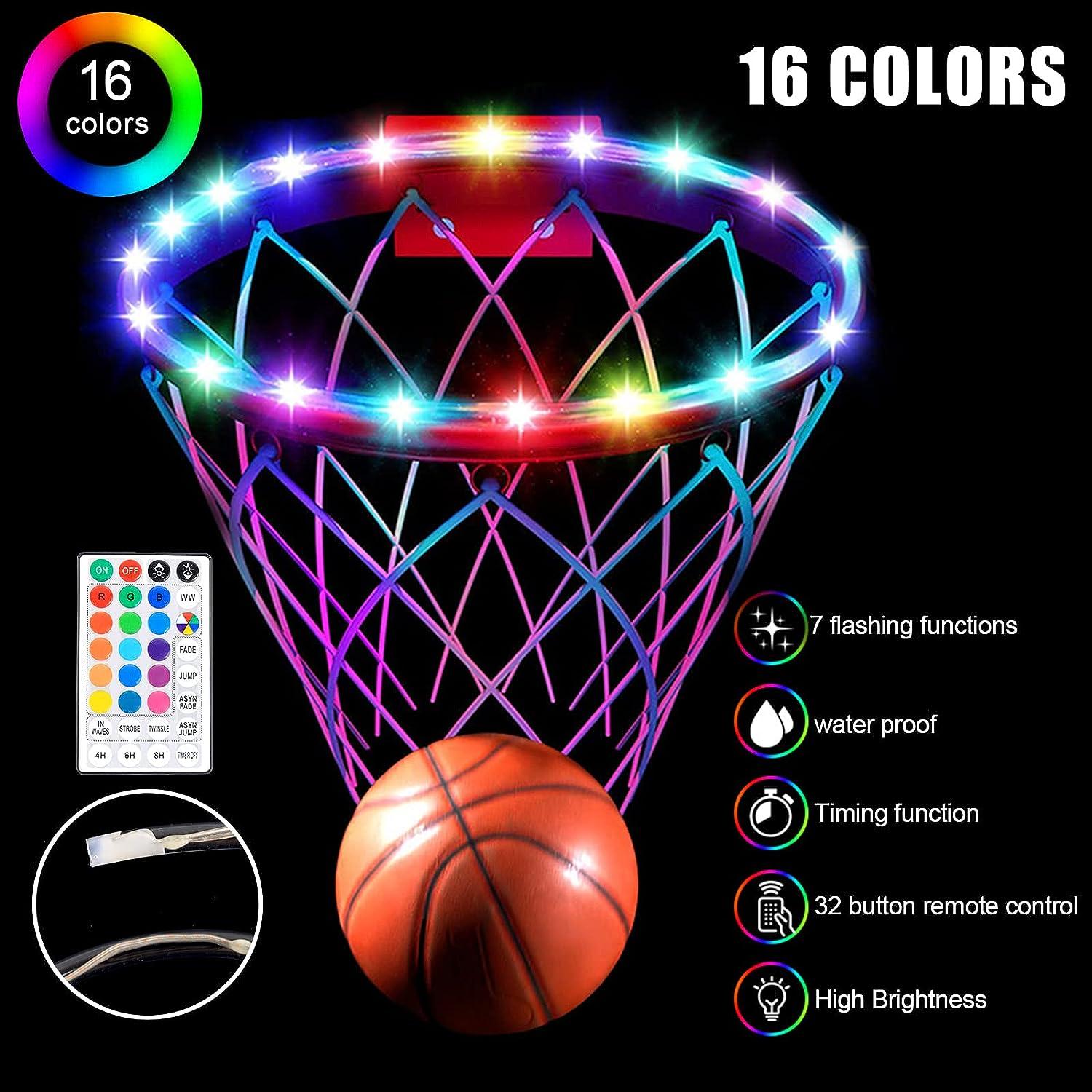 Green Bean LED Basketball Hoop Light 16 Colors, 7 Flashing Modes, Remote Control Perfect for