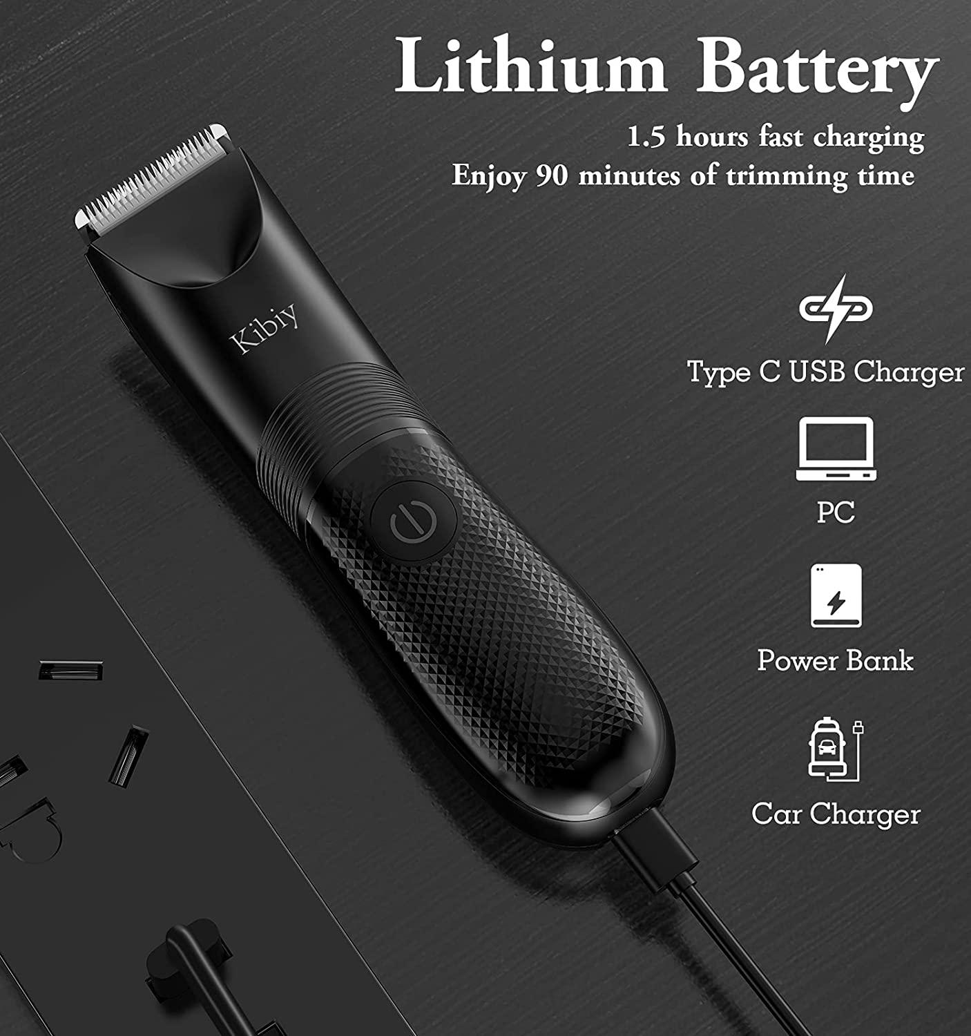 Body Trimmer for Men, Kibiy Electric Groin Hair Trimmer with LED