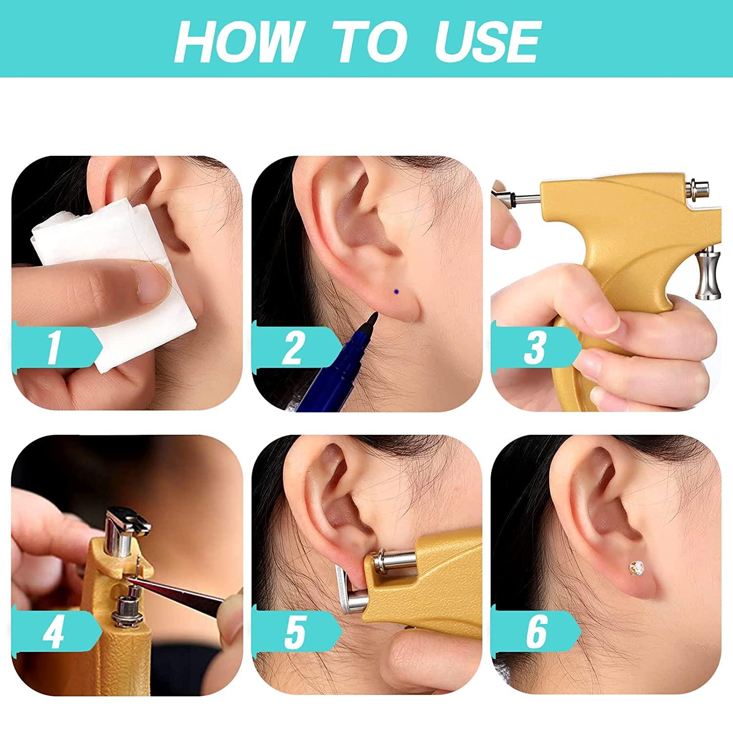 Professional Ear Piercing Gun Kit with Hypoallergenic Surgical Studs