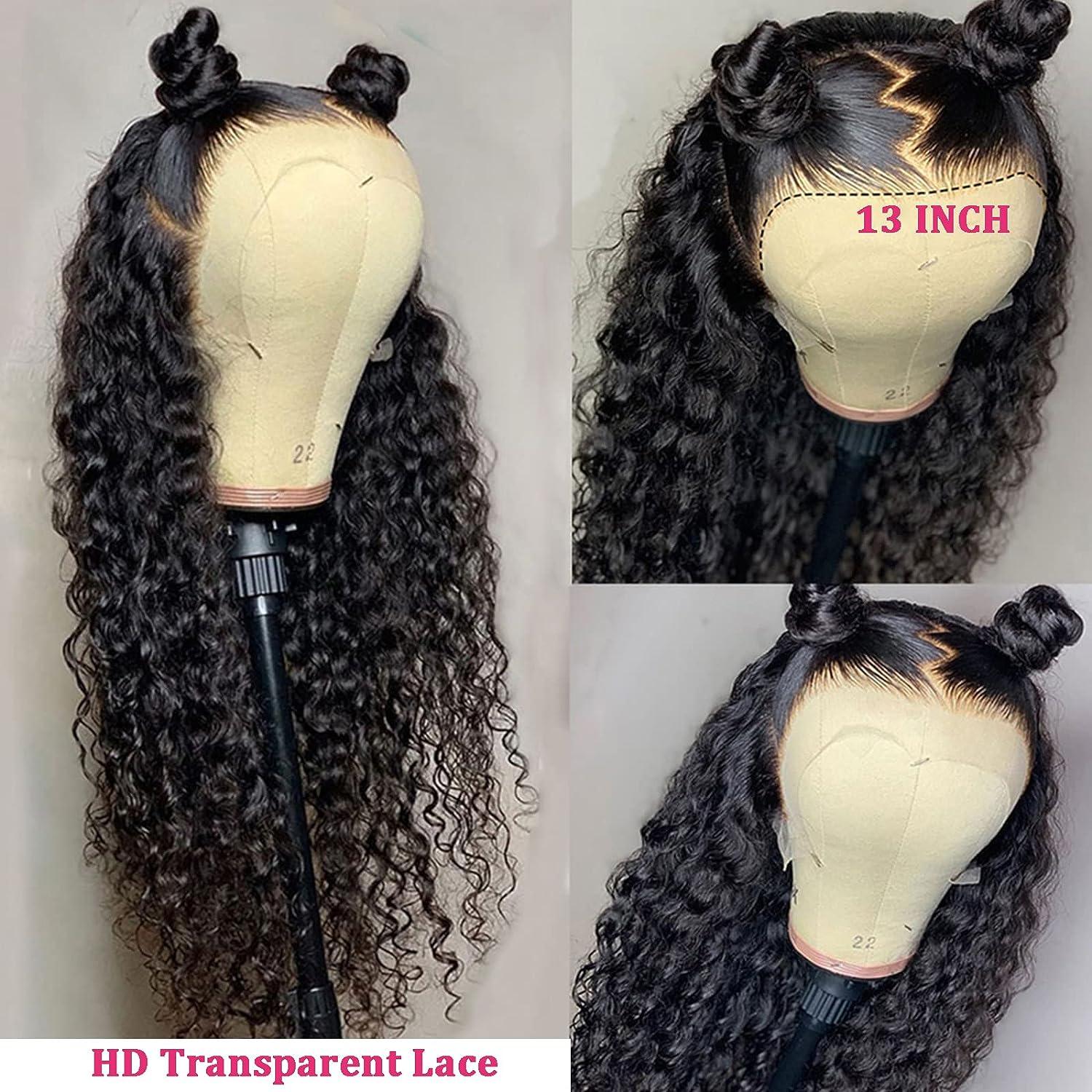 13x4 Deep Wave Frontal Wig 26 Inch HD Transparent Lace Front Wigs