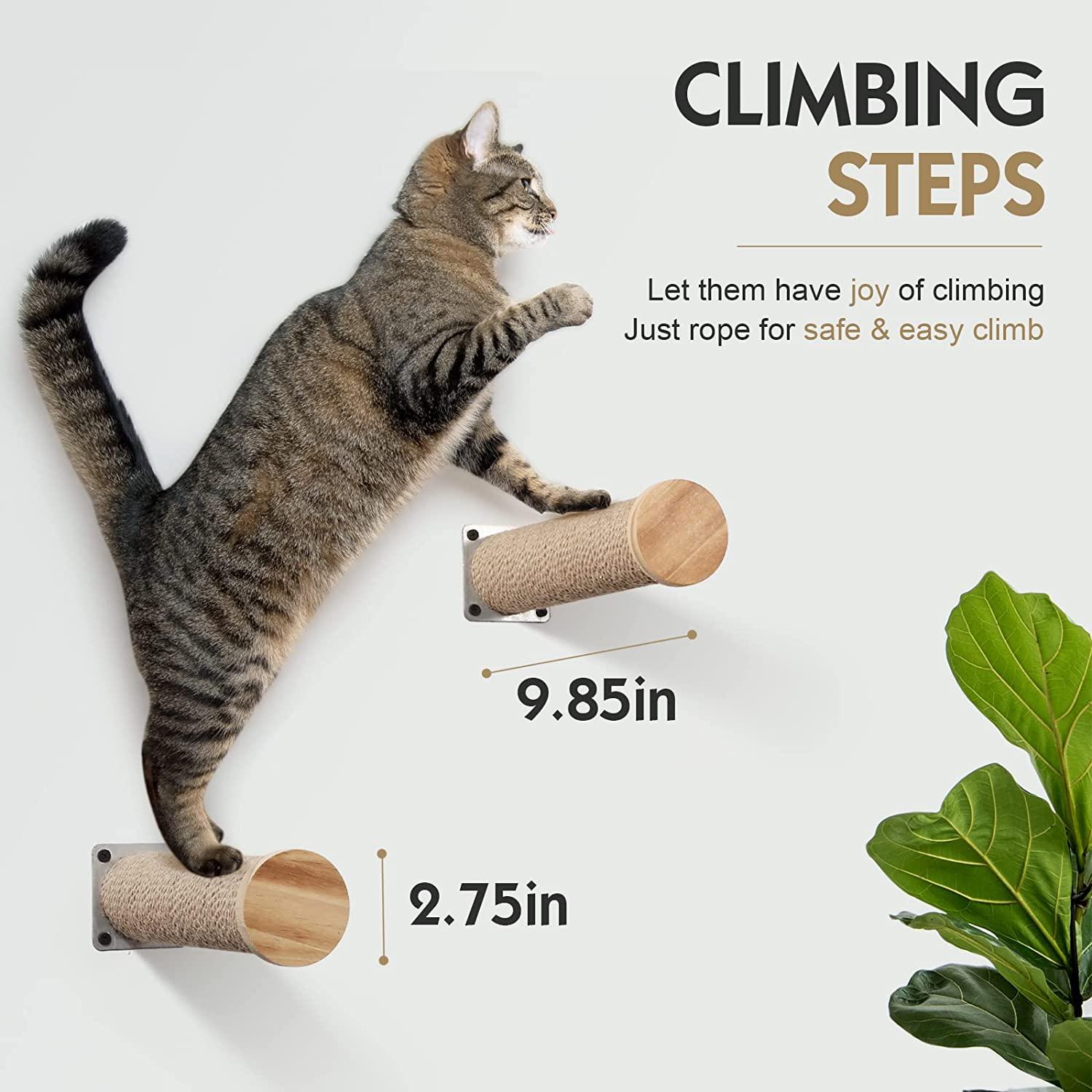 thumbnail interactive-video image 1 of Navaris Wall Mounted Cat Shelves With Sisal Mats - Set Of 3 1 of 10