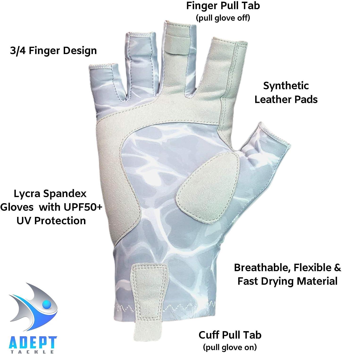 Adept Tackle UPF 50+ Fingerless Fishing Gloves for Men and Women