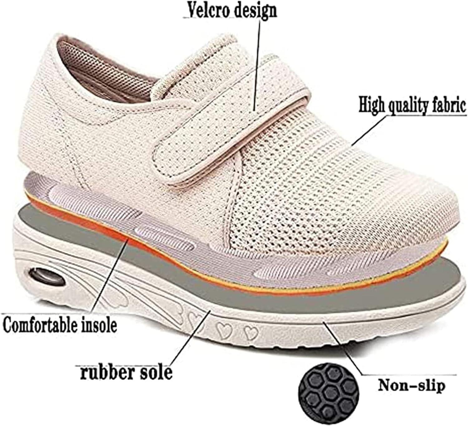 DITESABE Extra Wide Women's Diabetic Walking Shoes for Swollen Feet Adjustable Sneakers for