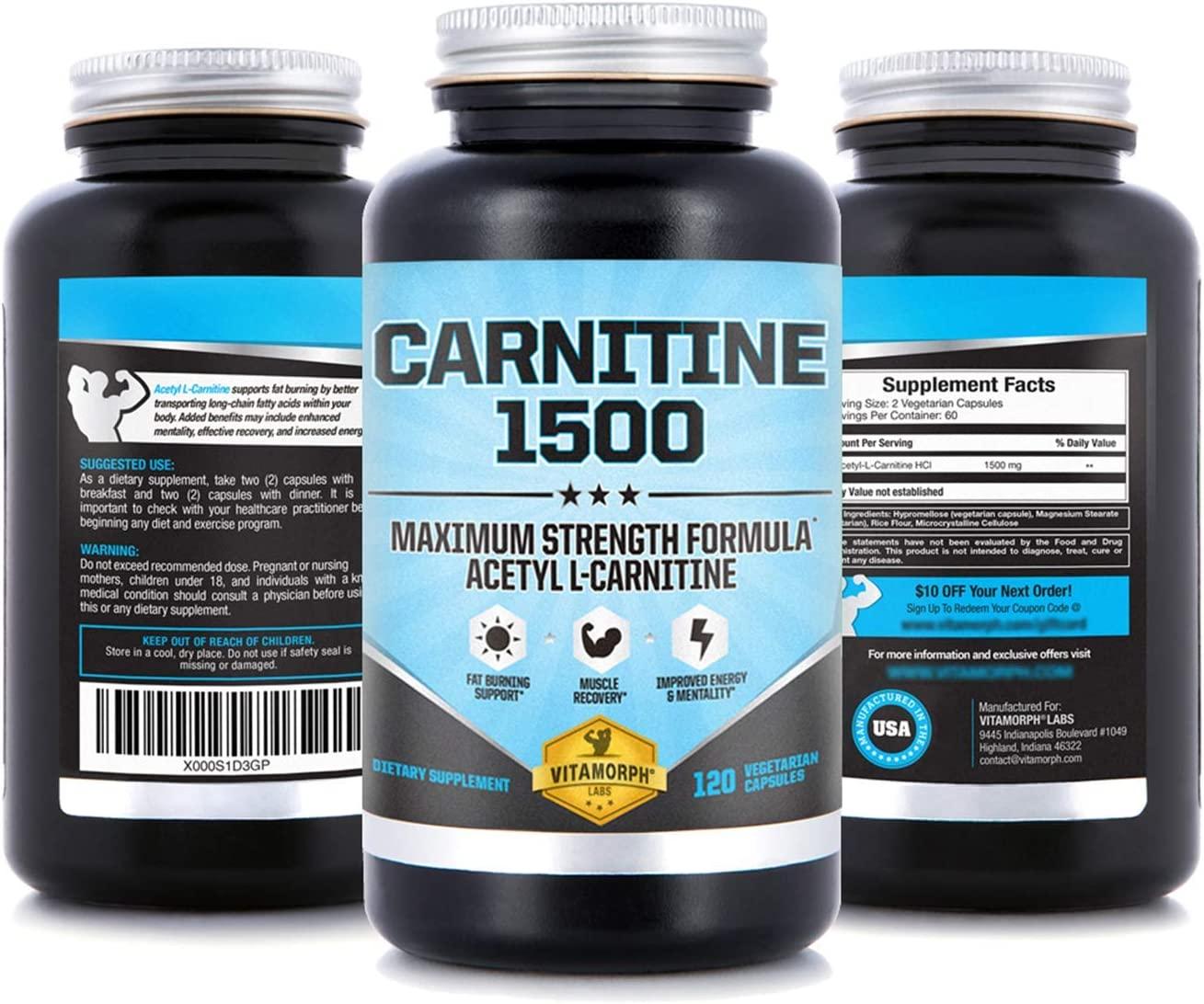Carnitine 1500 - Maximum Strength Acetyl L-Carnitine Supplement for Energy,  Memory, Focus & Weight Loss - 120 Vegetarian Capsules | Buy Now with  Express International Delivery | GoSupps.com