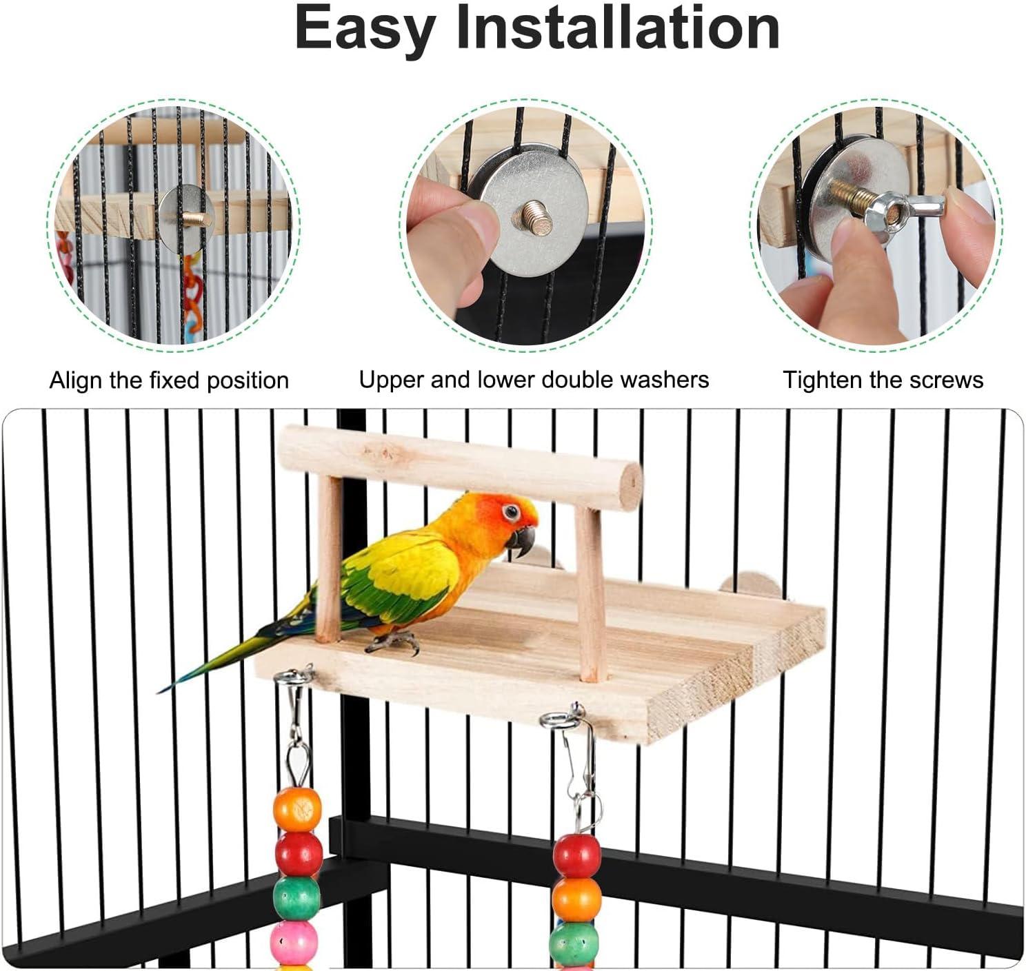 Picture of TeTupGa Bird Perches Cage Toys Parrot Wooden Platform Stand with Swing ...