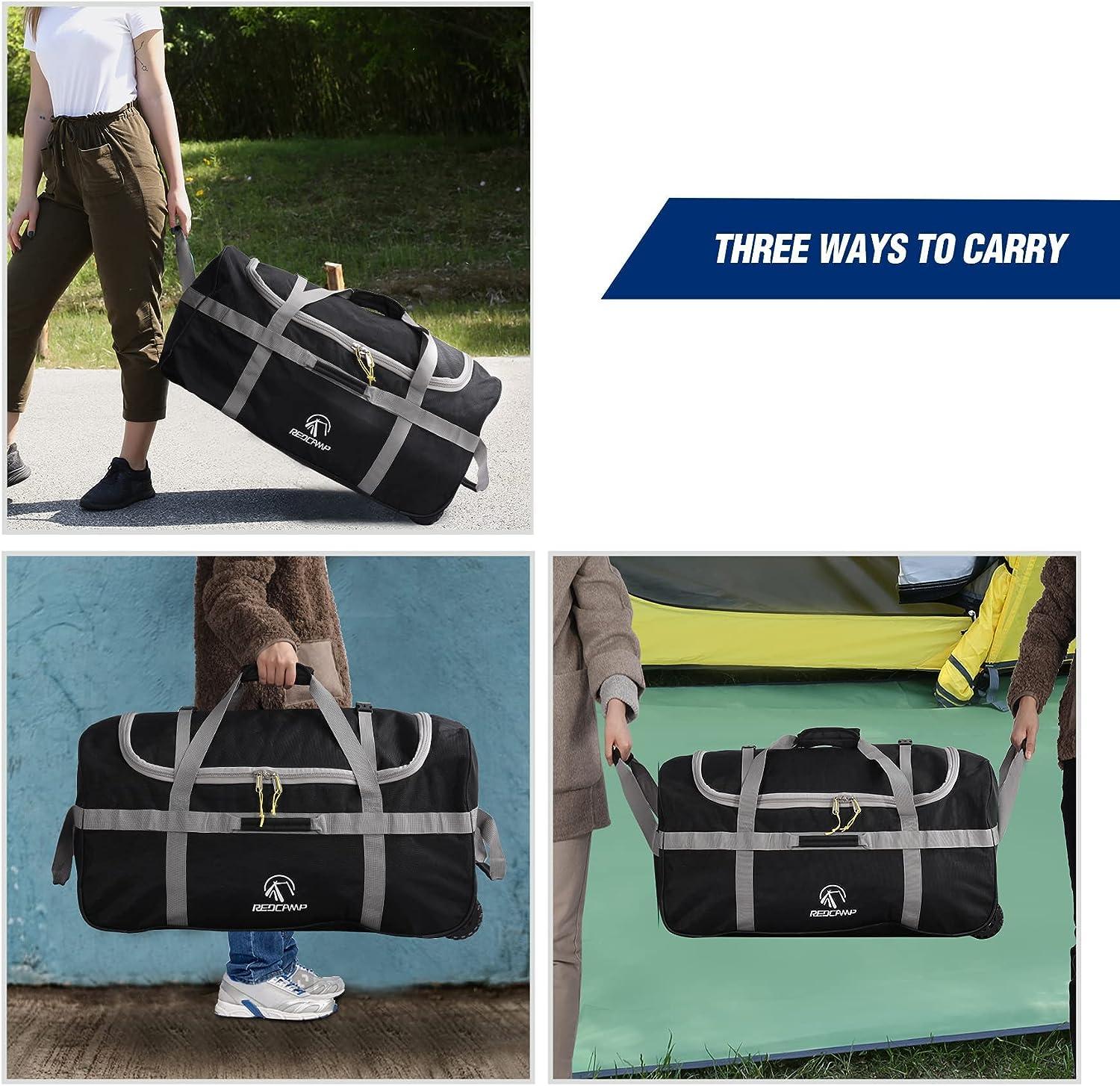 in Travel Foldable Holdall Luggage Bag with Plastic Wheels, Lightweight