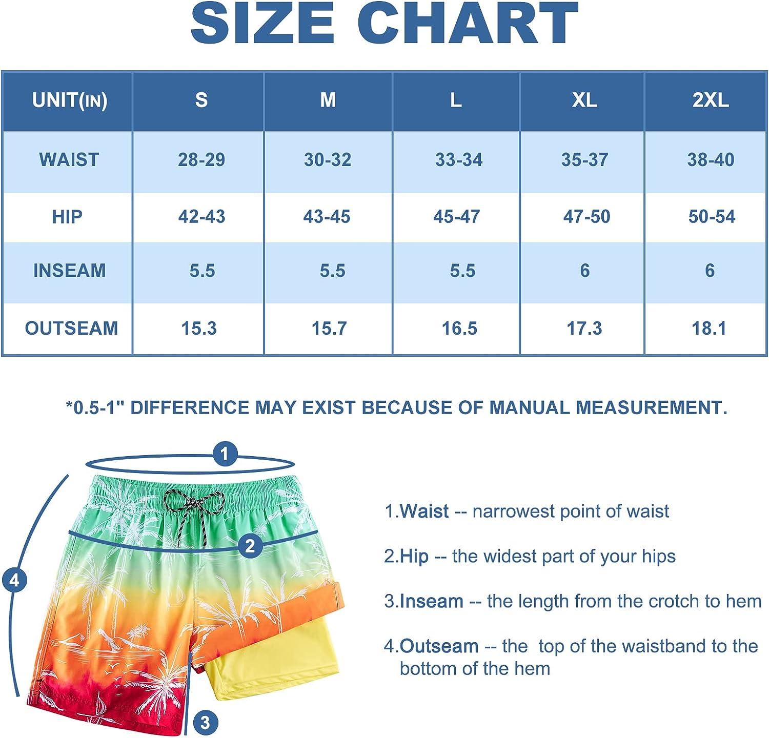 Cozople Mens Swim Trunks 5.5 Compression Liner Swim Shorts Boxer Brief  Lined Quick Dry Bathing Suit Swimwear 