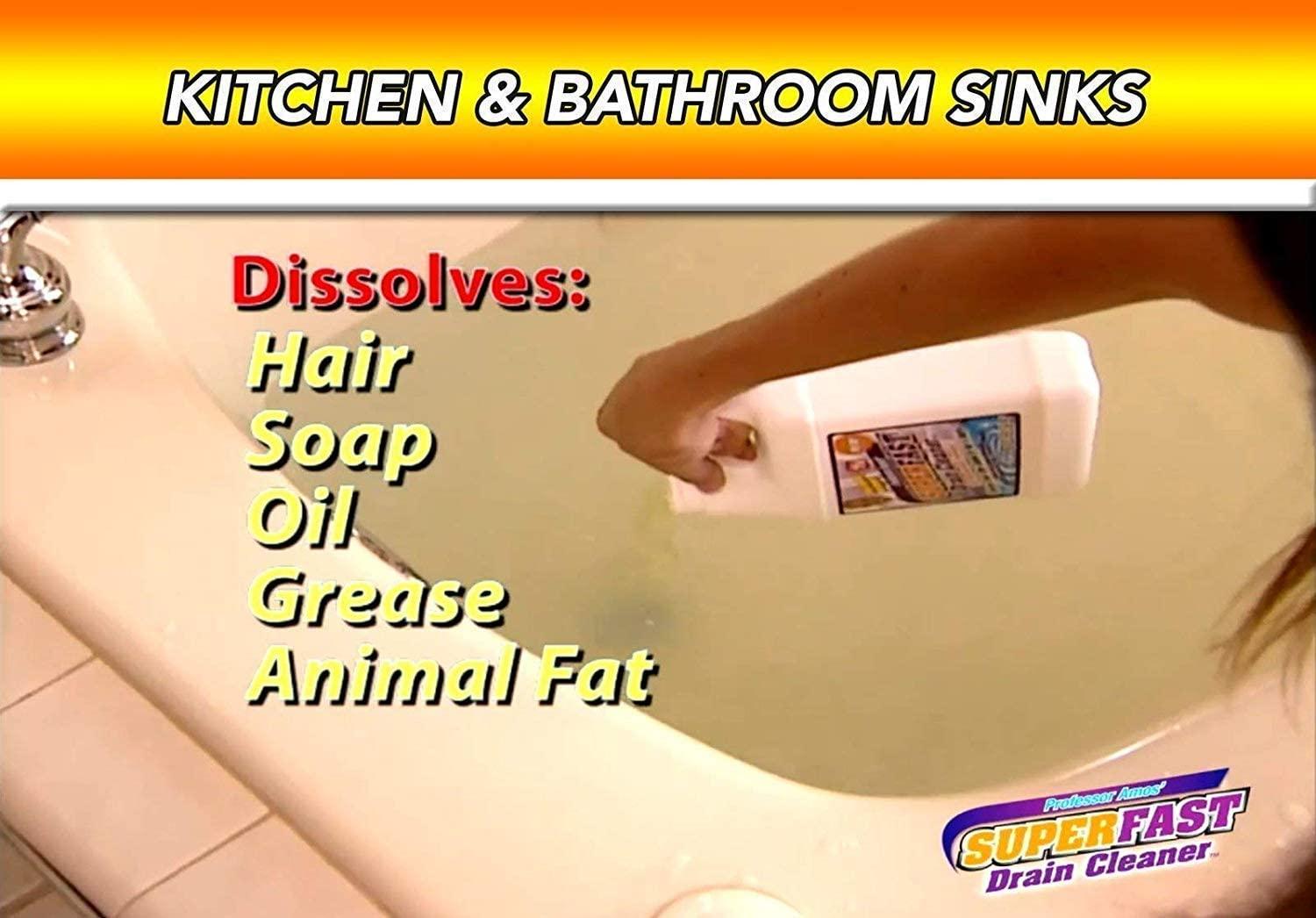 Professor Amos' Superfast Drain Cleaner 2 Pack Dissolve Hair, Grease