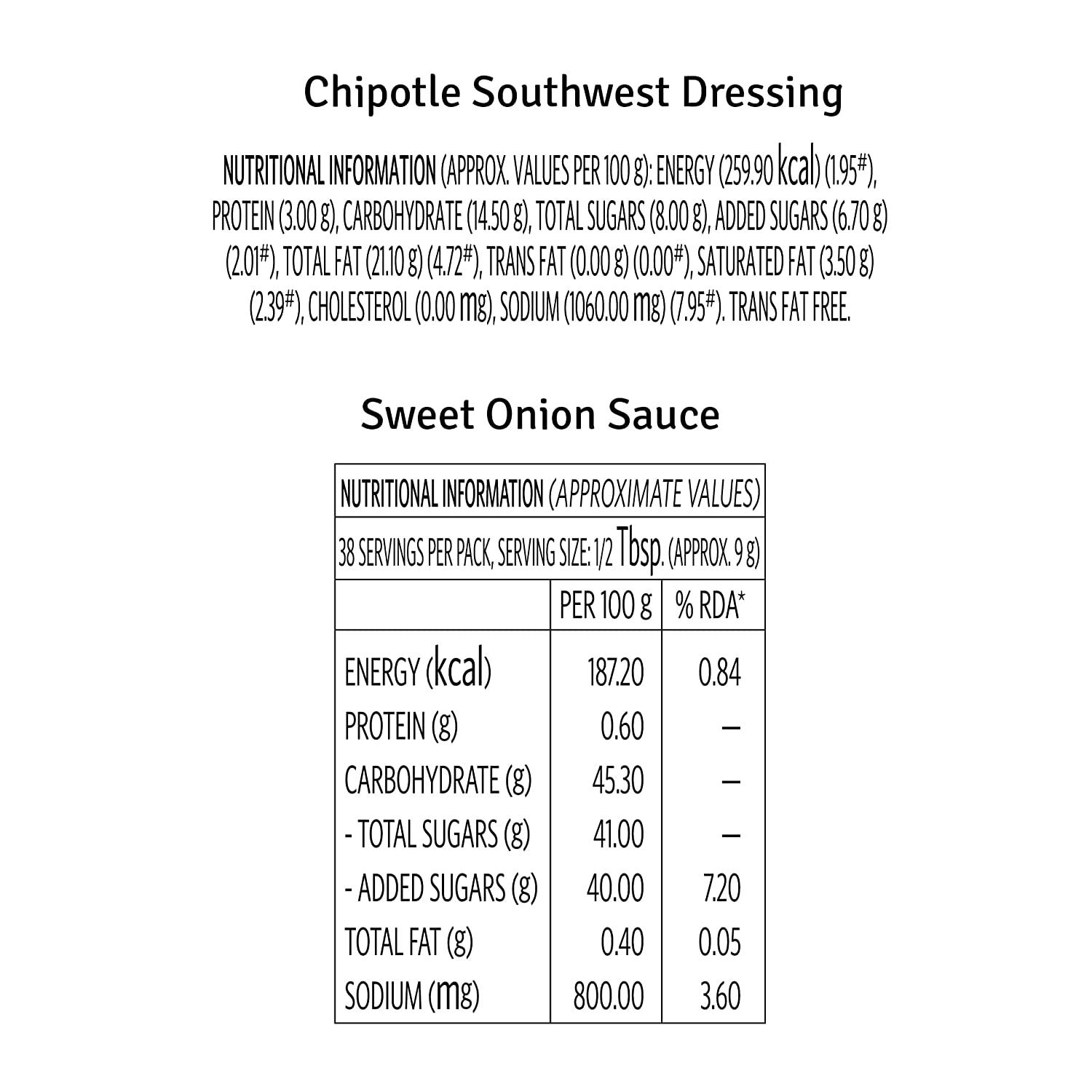 Veeba Sweet Onion Sauce 350g and Chipotle Southwest Dressing 300g