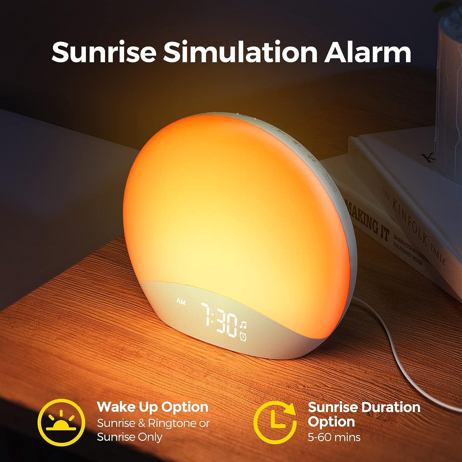 REACHER Sound Machine Sunrise Alarm Clock with Night Light, Wake 