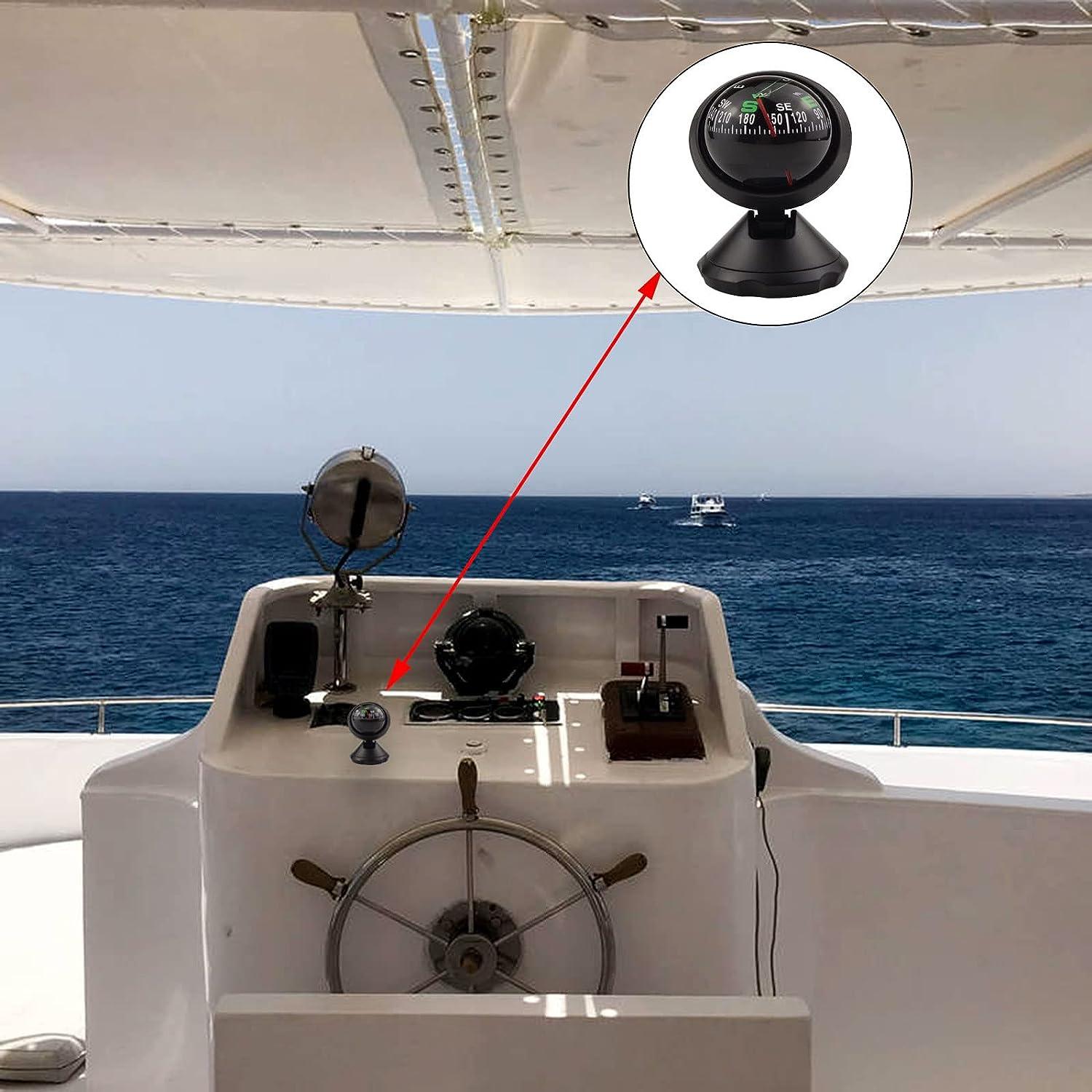 Black Adjustable Ball Night Vision Compass Boat Compass Dash Mount