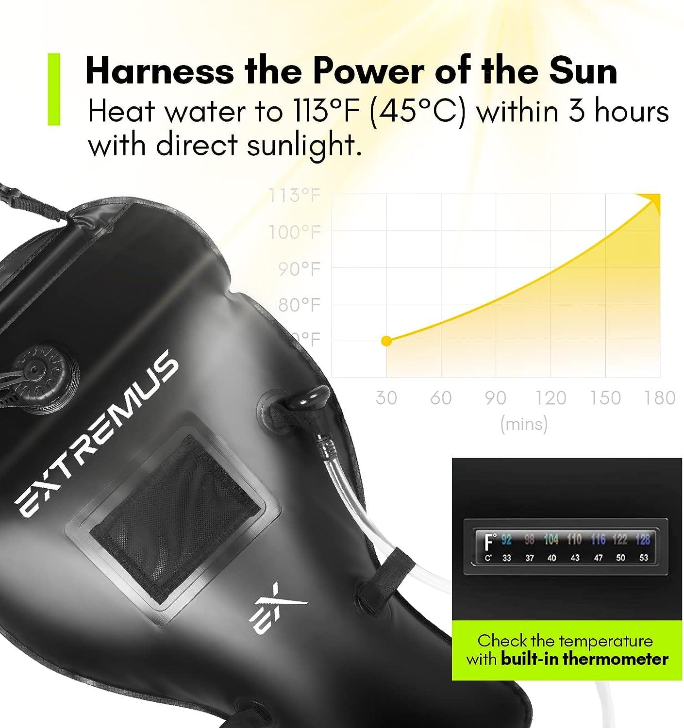 Extremus Rainbow Falls Camping Shower, 6.6 Gallons, 25L Camp Shower Bag