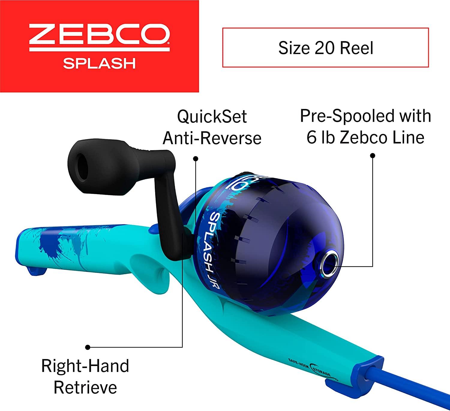 Zebco Splash Kids Spincast Reel and Fishing Rod Combo 29 Durable