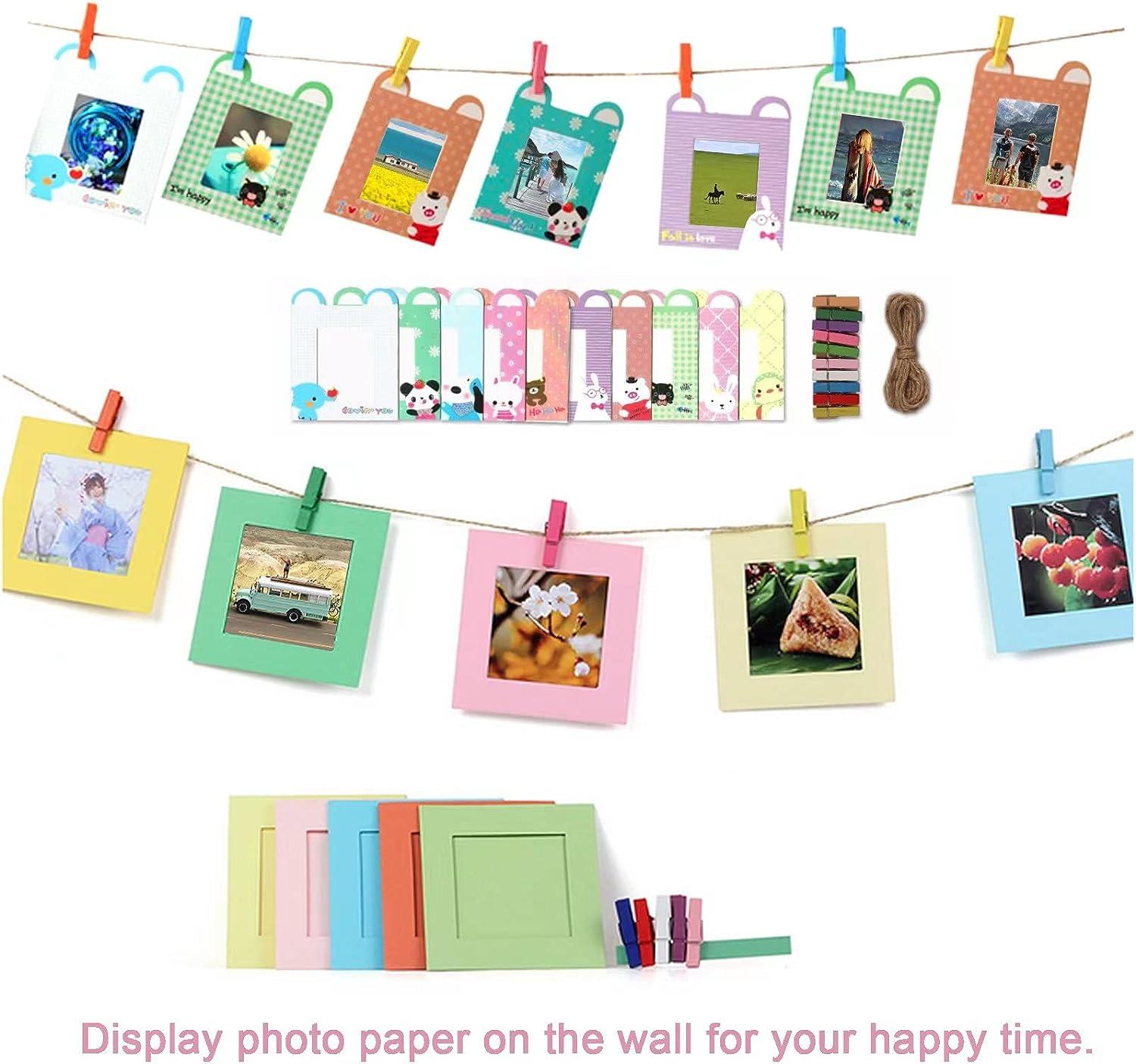 JXE - Kit di accessori 8 in 1 per fotocamera Fujifilm Instax Mini 9/8 ( adesivo, telaio in plastica, cornici rettangolari, clip con stringa