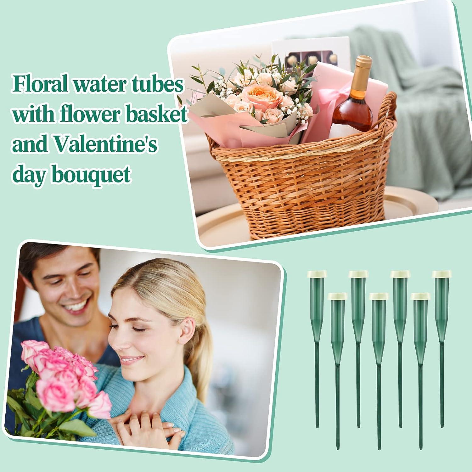 150 Pcs Floral Water Tubes Plastic Green Floral Tubes with Rubber