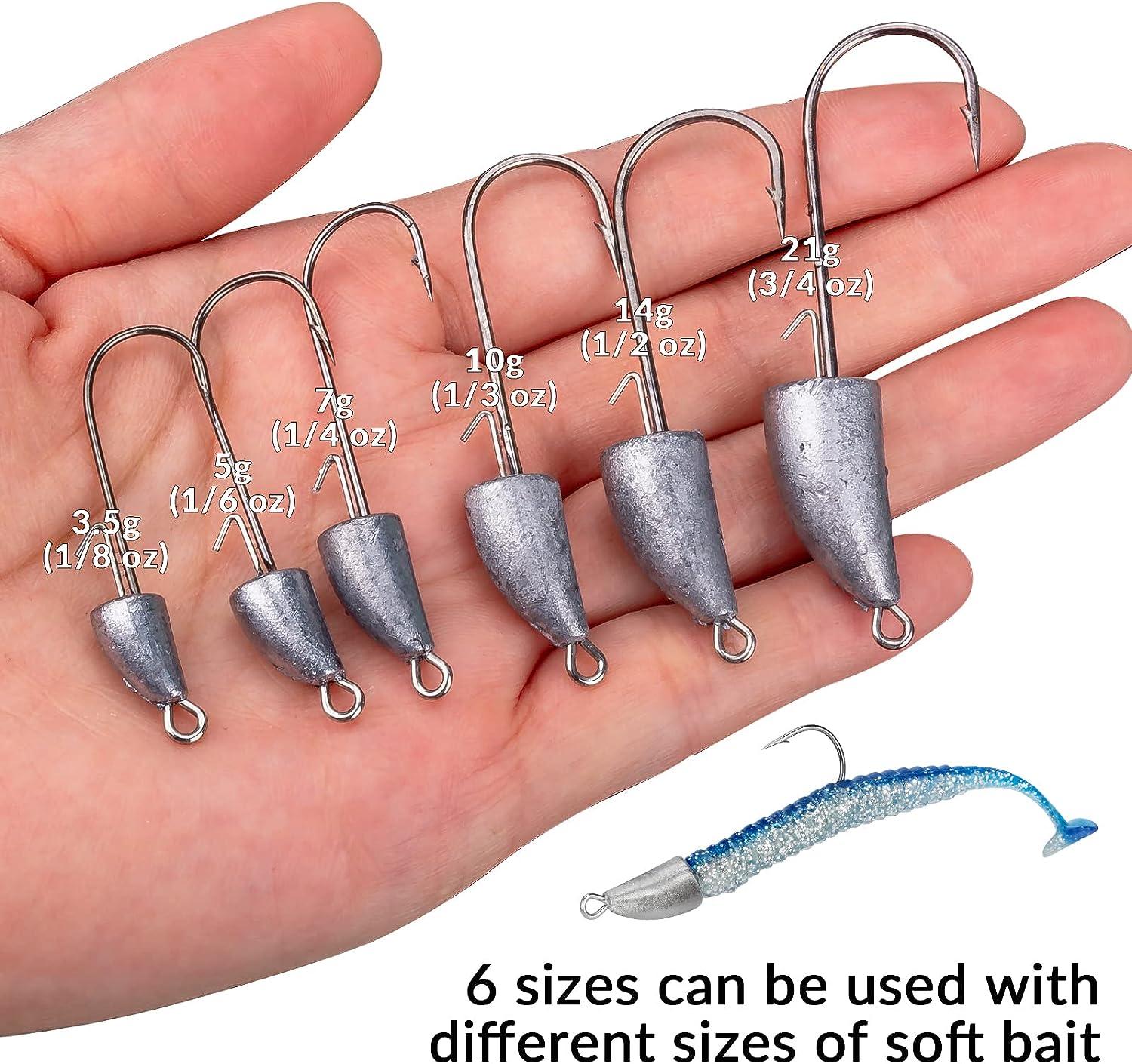 thkfish Bullet Jig Heads Swimbait Hooks Bass Fishing Texas Rig Hook  Saltwater Freshwater Offset Weighted Hook Weedless 3/0 2/0 1/0 1# 2# Silver  A 10g(3/8 oz)-10pcs