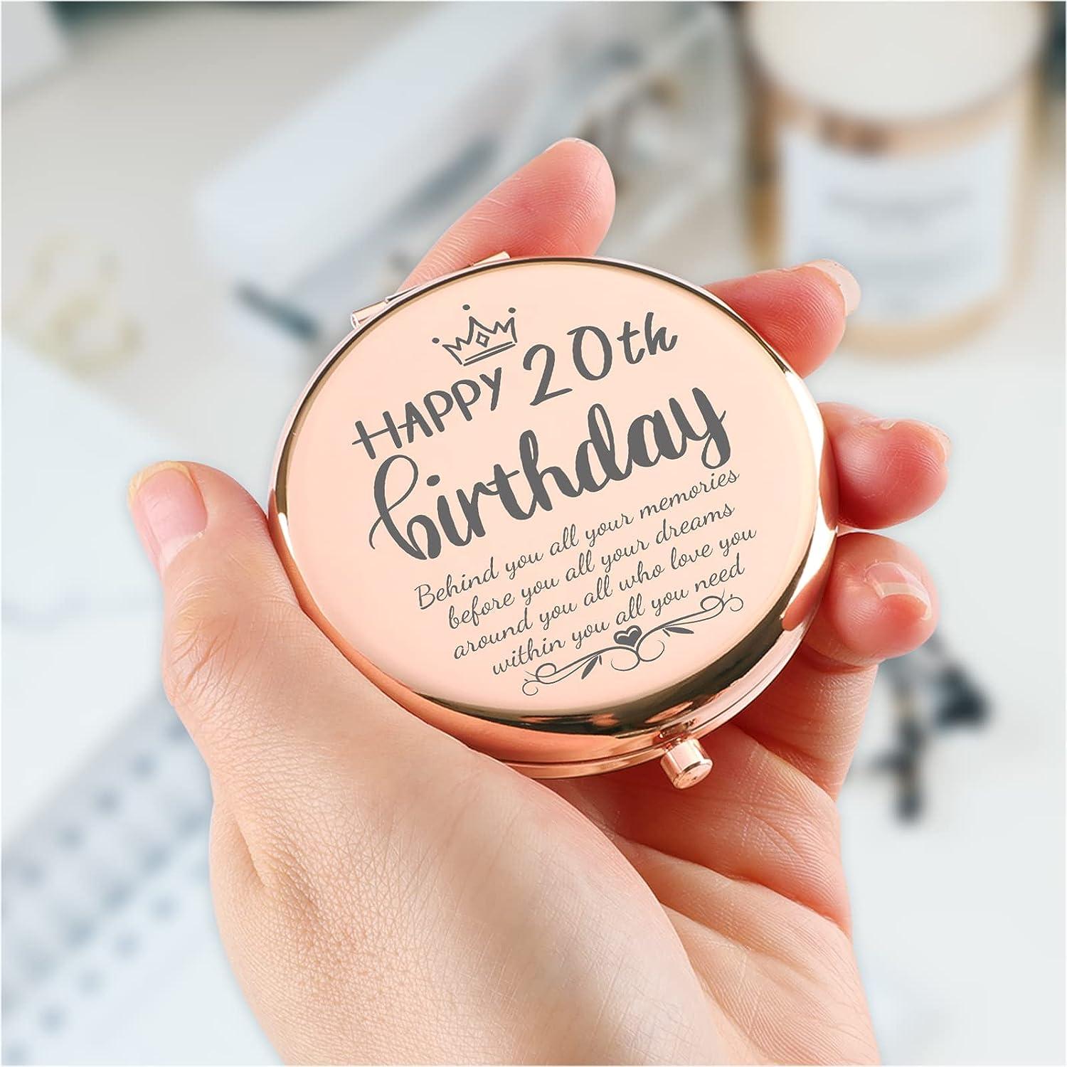 Mwphuy 20th Birthday Gifts for Girls Friend 20 Year Old Birthday Gifts Inspirational Gifts Makeup Mirror for Daughter Niece Happy 20th
