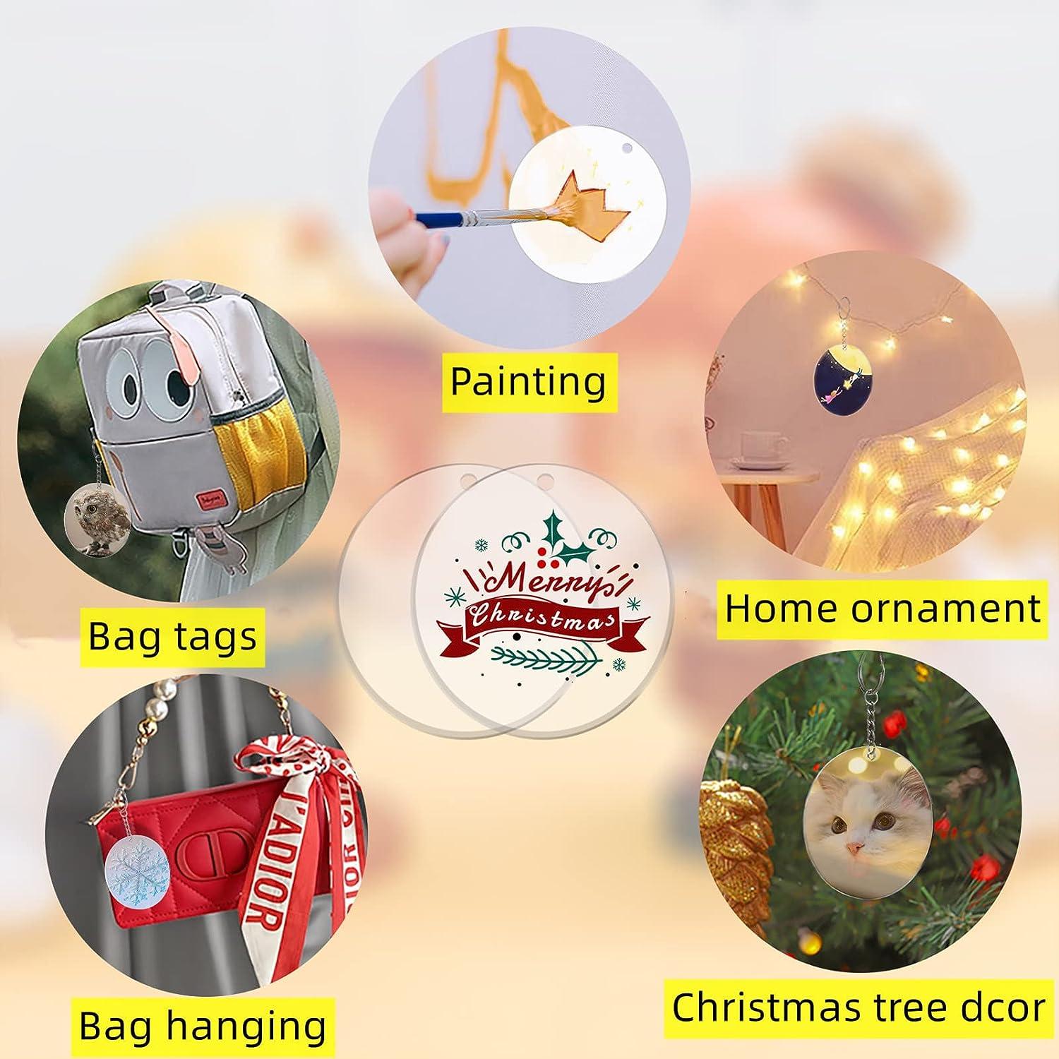 30pcs Keychain Blanks 2 Inch Black Acrylic Blanks Ornaments Blanks Round Circle Disc Christmas Ornaments Vinyl Painting Engraving Wedding Christmas L