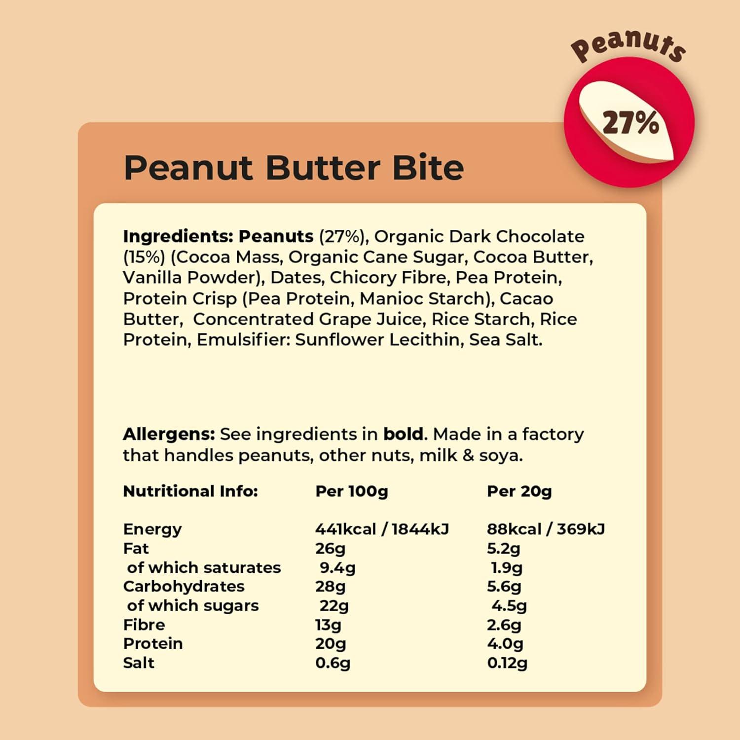 Vive Protein Bites 21 x 20g Peanut Butter 21 Count Gluten Free Vegan