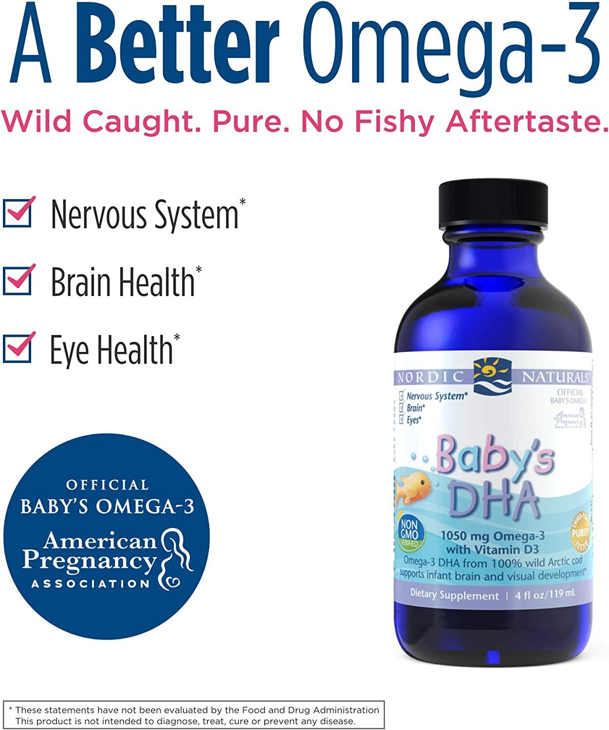 Nordic Naturals Babys DHA, Unflavored 4 oz 1050 mg Omega3 + 300 IU