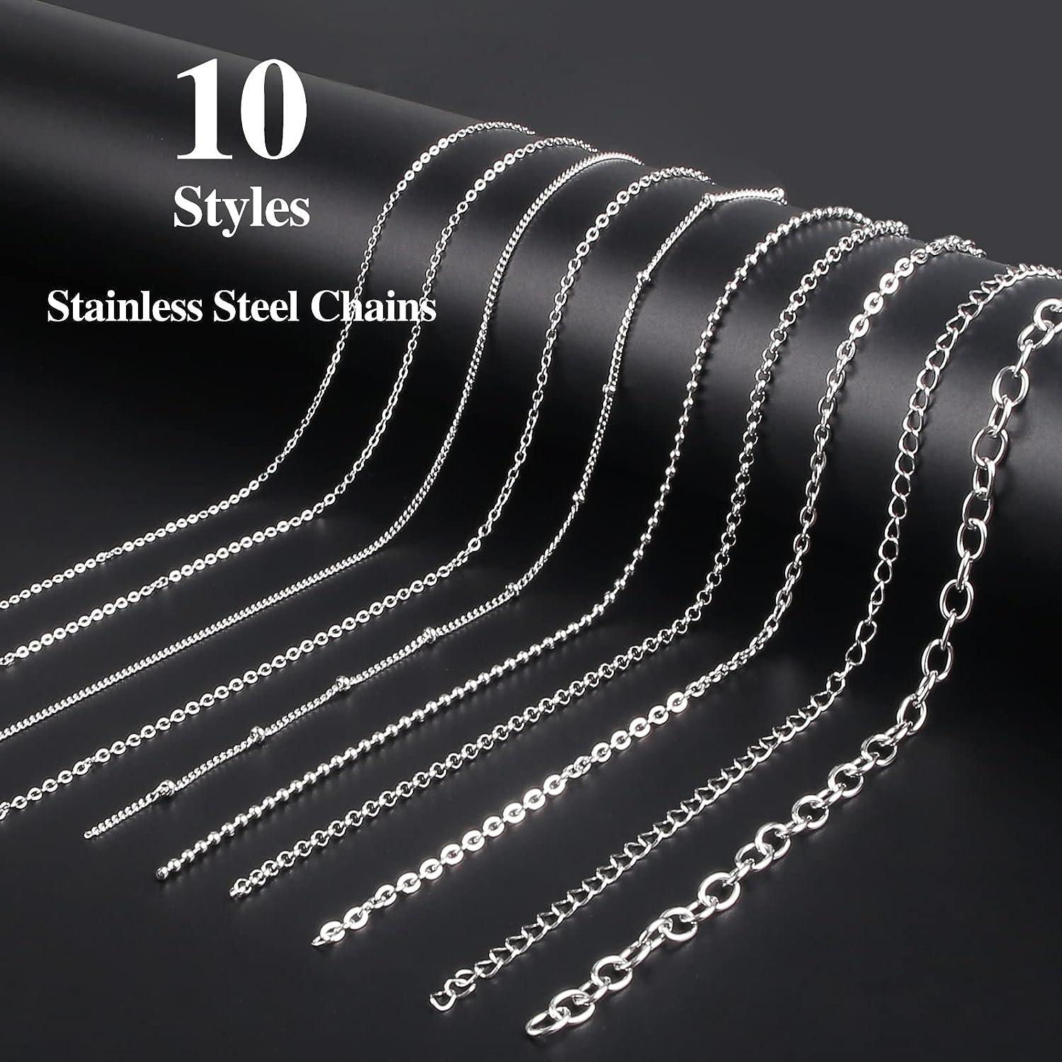 Ecoofor Necklace Chains for Jewelry Making, 78.7 Feet 10 Rolls 304  Stainless Steel Jewelry Chains for DIY Necklace Bracelet Jewelry Making  with Stainless Steel Jump Rings/Lobster Clasps/Connectors