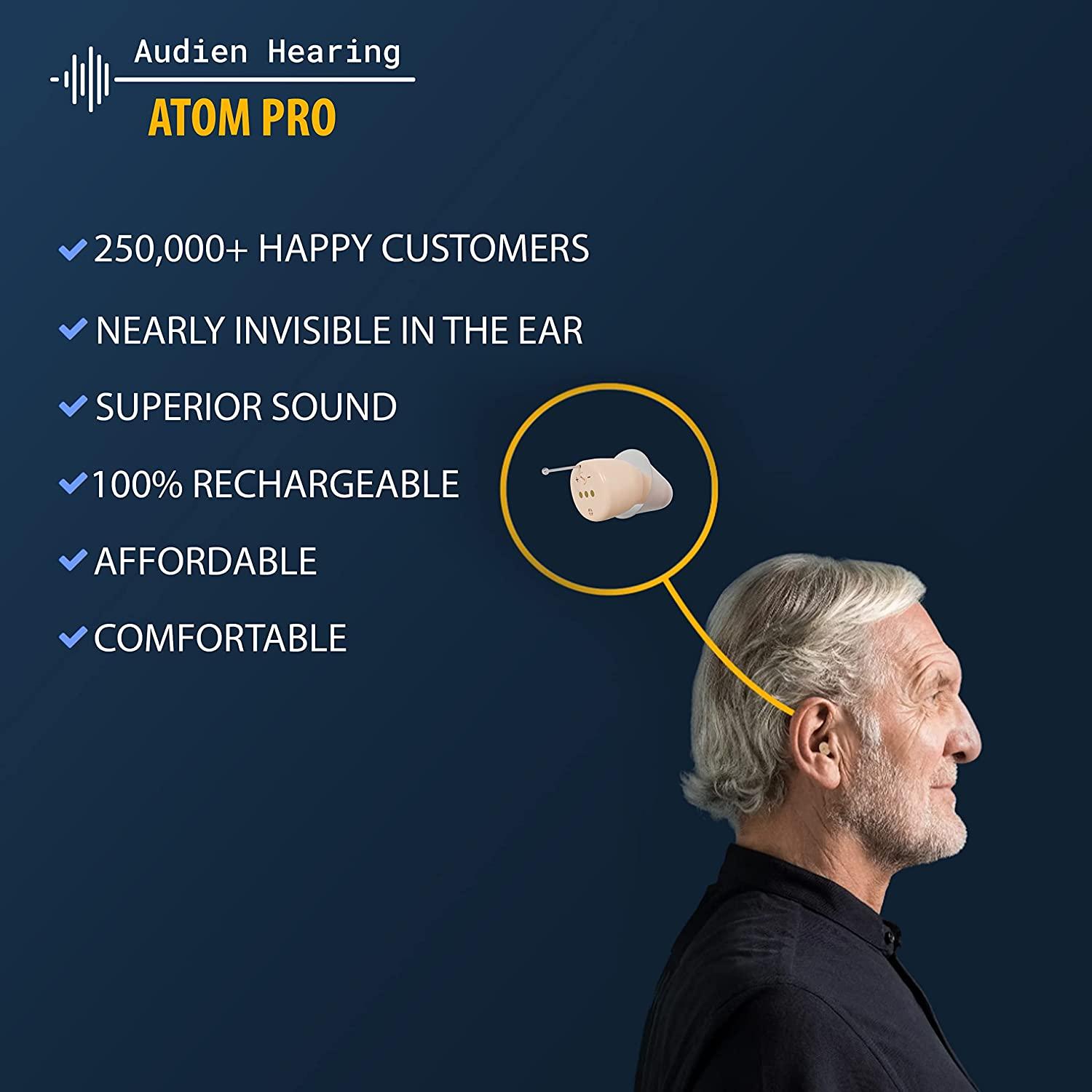 Audien ATOM PRO Wireless Rechargeable Hearing Amplifier for Premium