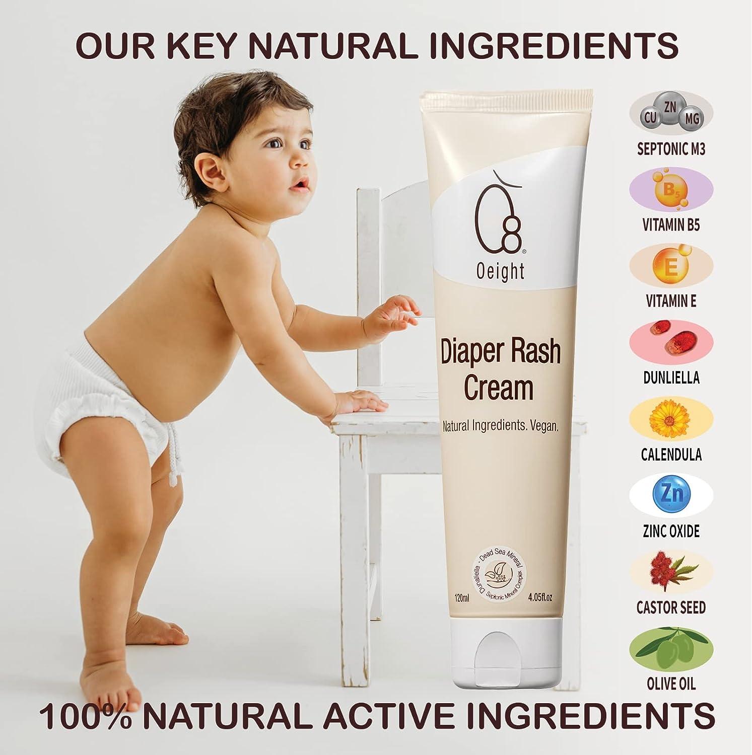Oeight Diaper Rash Cream with Zinc, Calendula, Olive Oil, Castor Seed
