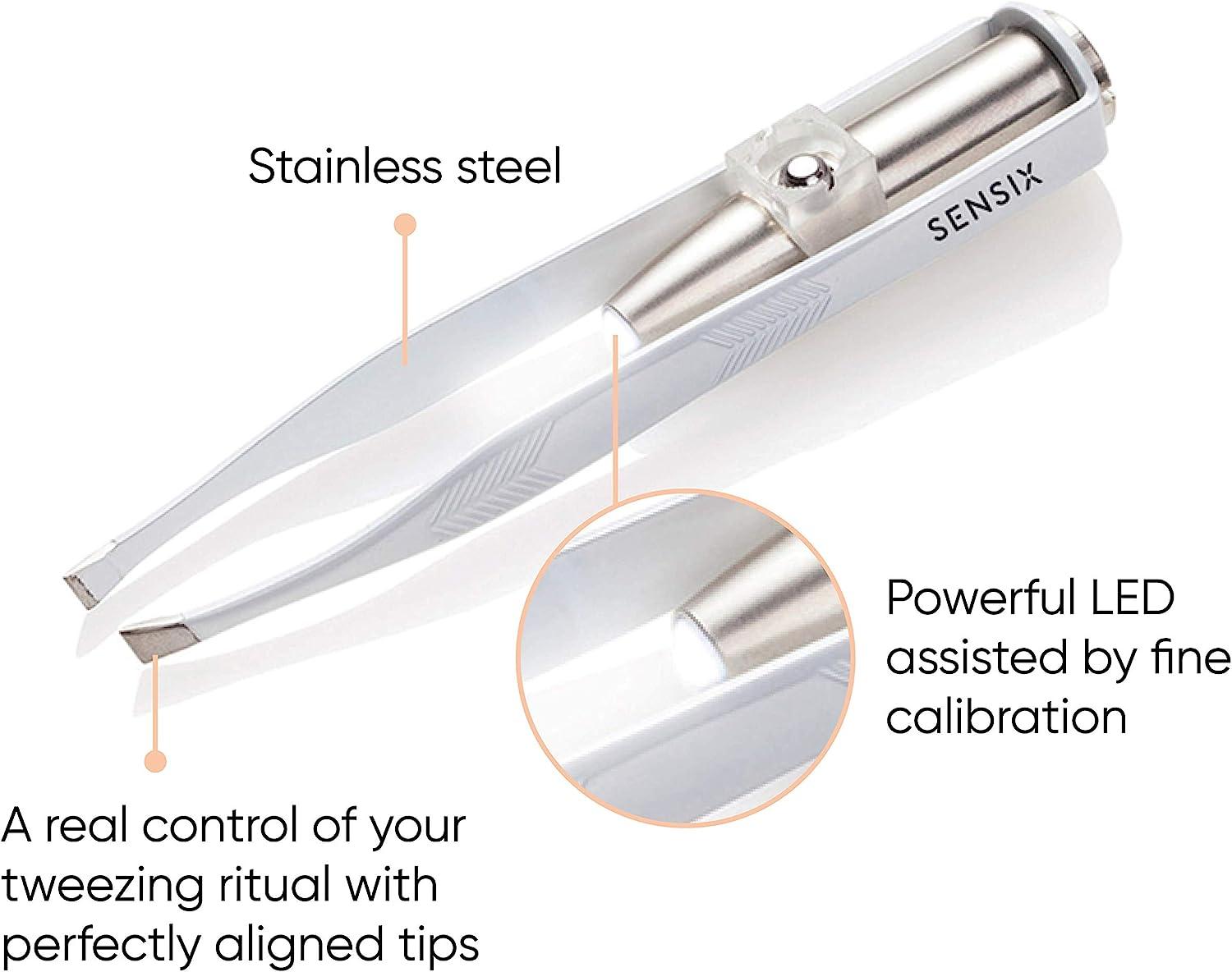 Sensica Lumi Tweezers Precision Tweezers With Light For Men And Women. Slant Tip With Point For