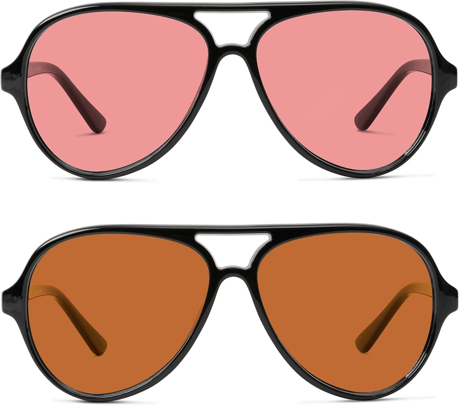 FL-41 Rose FL-60 Brown Amber Tinted Blue Light Aviator Glasses
